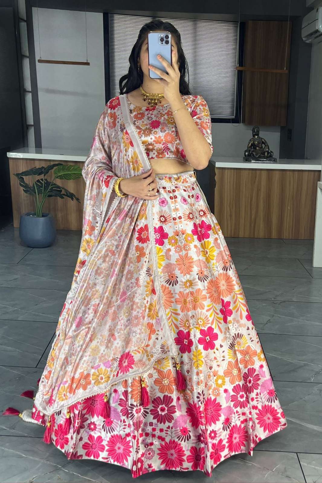 Crazy Cloths Latest Designer Art Silk Printed Lehenga for Woman