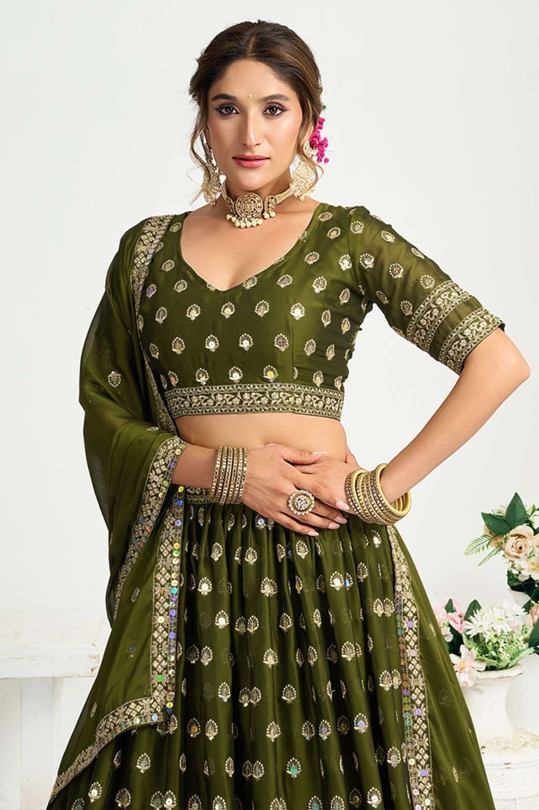 Crazy Cloths LC360 Silk Designer Mehendi Special Lehenga Choli