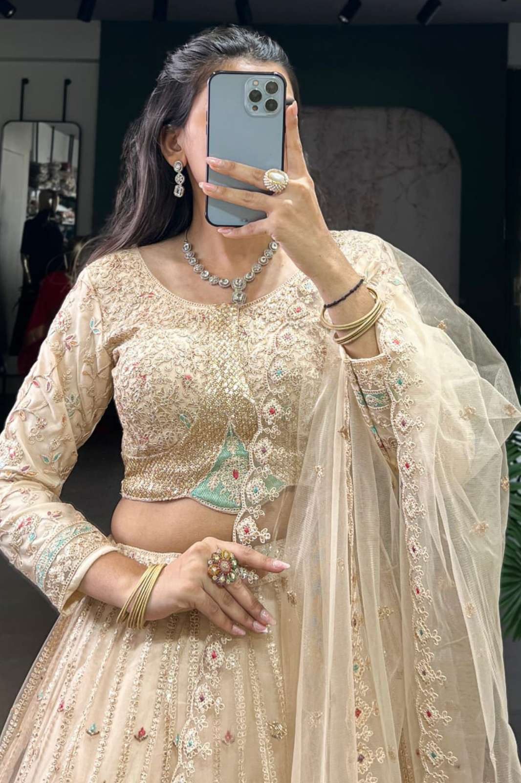 Crazy Cloths LNB1453LUV LNB1453CRM Net Wedding Wear Lehenga Choli