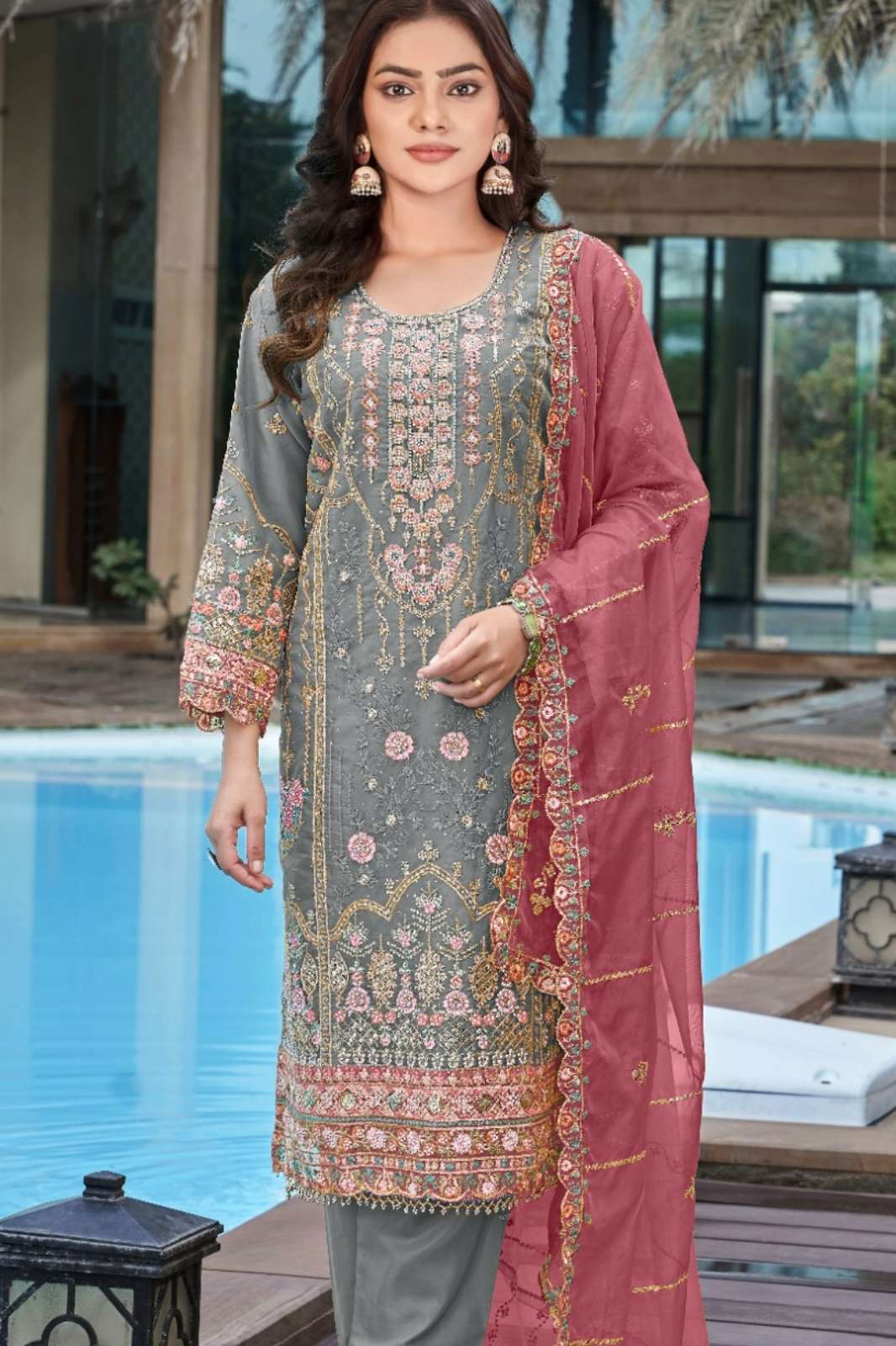 DEEPSY SUITS 2244 Beautiful Organza Embroidered Pakistani Suit