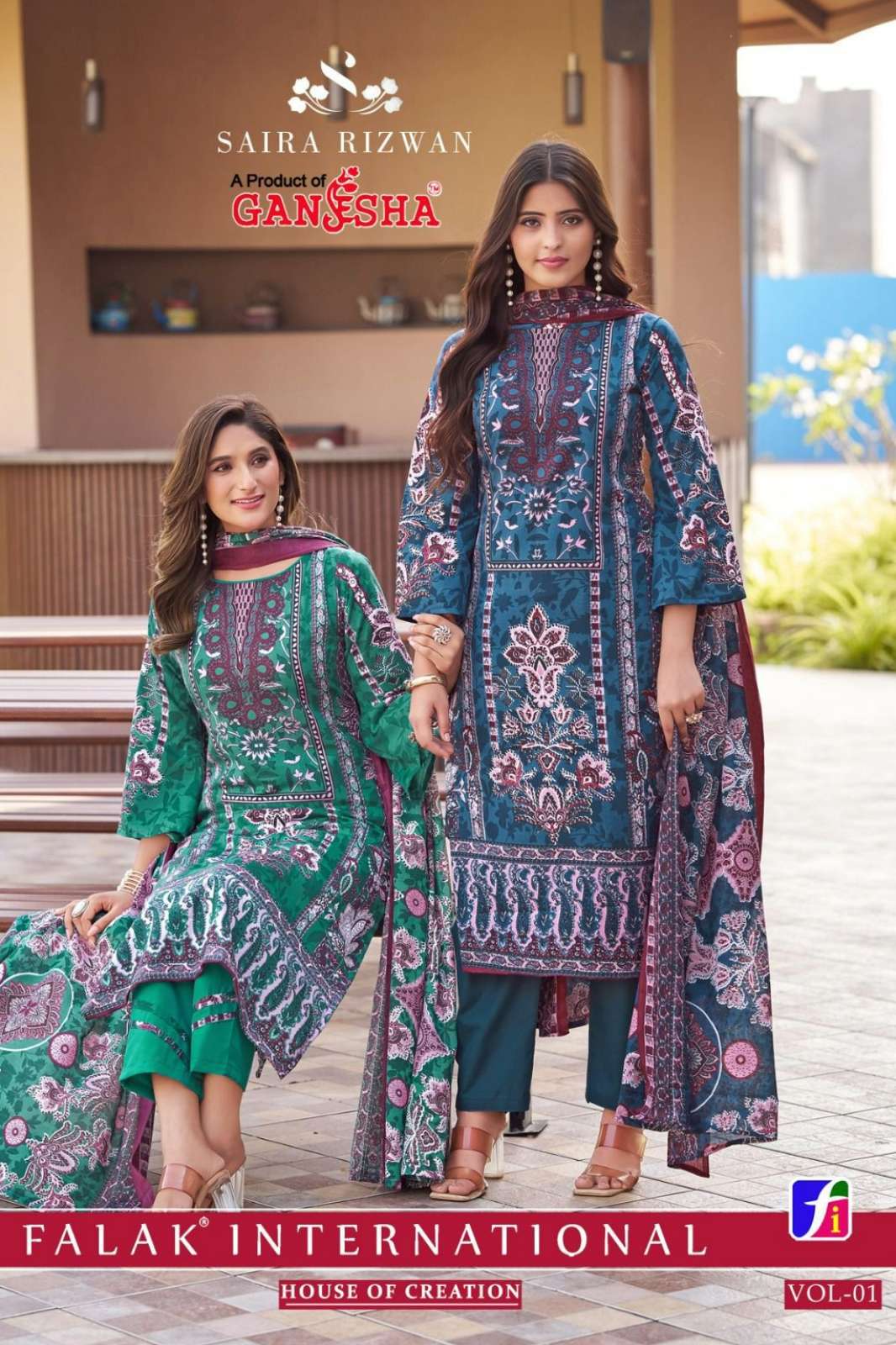  FALAK INTERNATIONAL SAIRA RIZWAN Vol 1 Digital Printed Cotton Pakistani Suit 