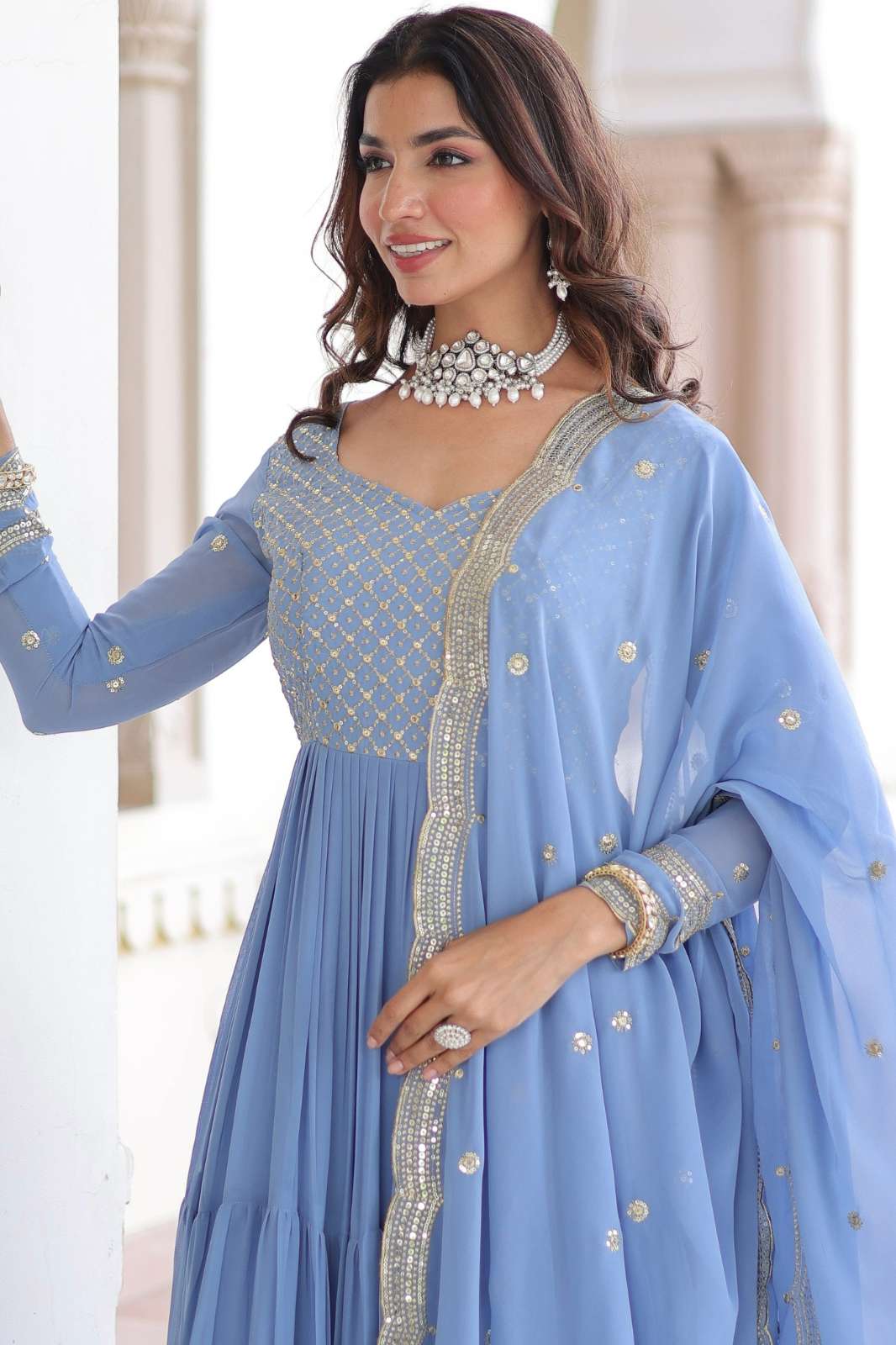 Fashionbazar365 LW 9280 Faux Georgette Gown with Dupatta