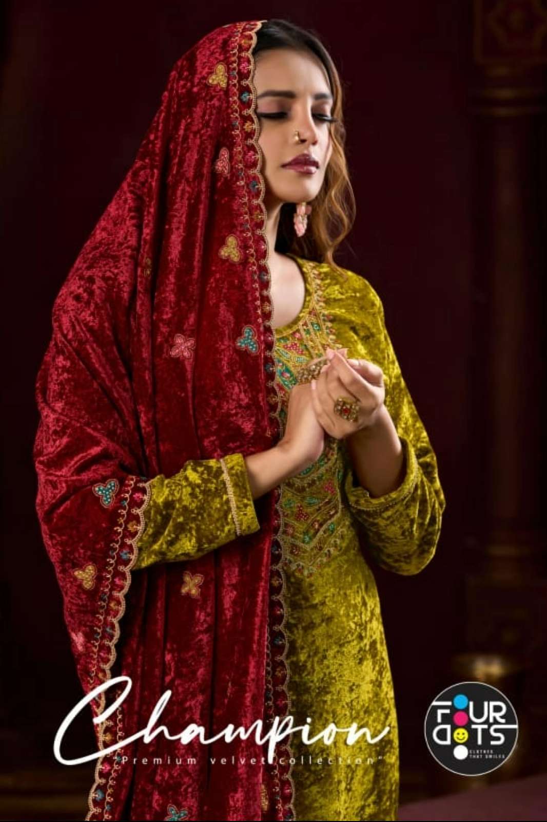 Fourdots CHAMPION VELVET Pure Semi Makhmal Velvet Suit with Embroidery Work