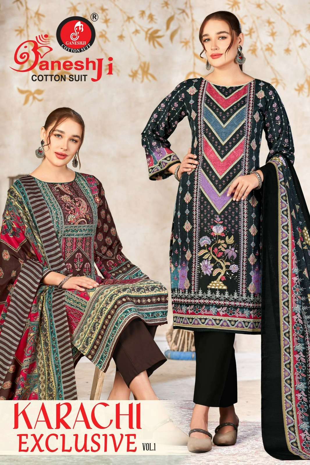 ganeshji KARACHI EXCLUSIVE VOL 1 100% Pure Cotton Printed Pakistani Suit