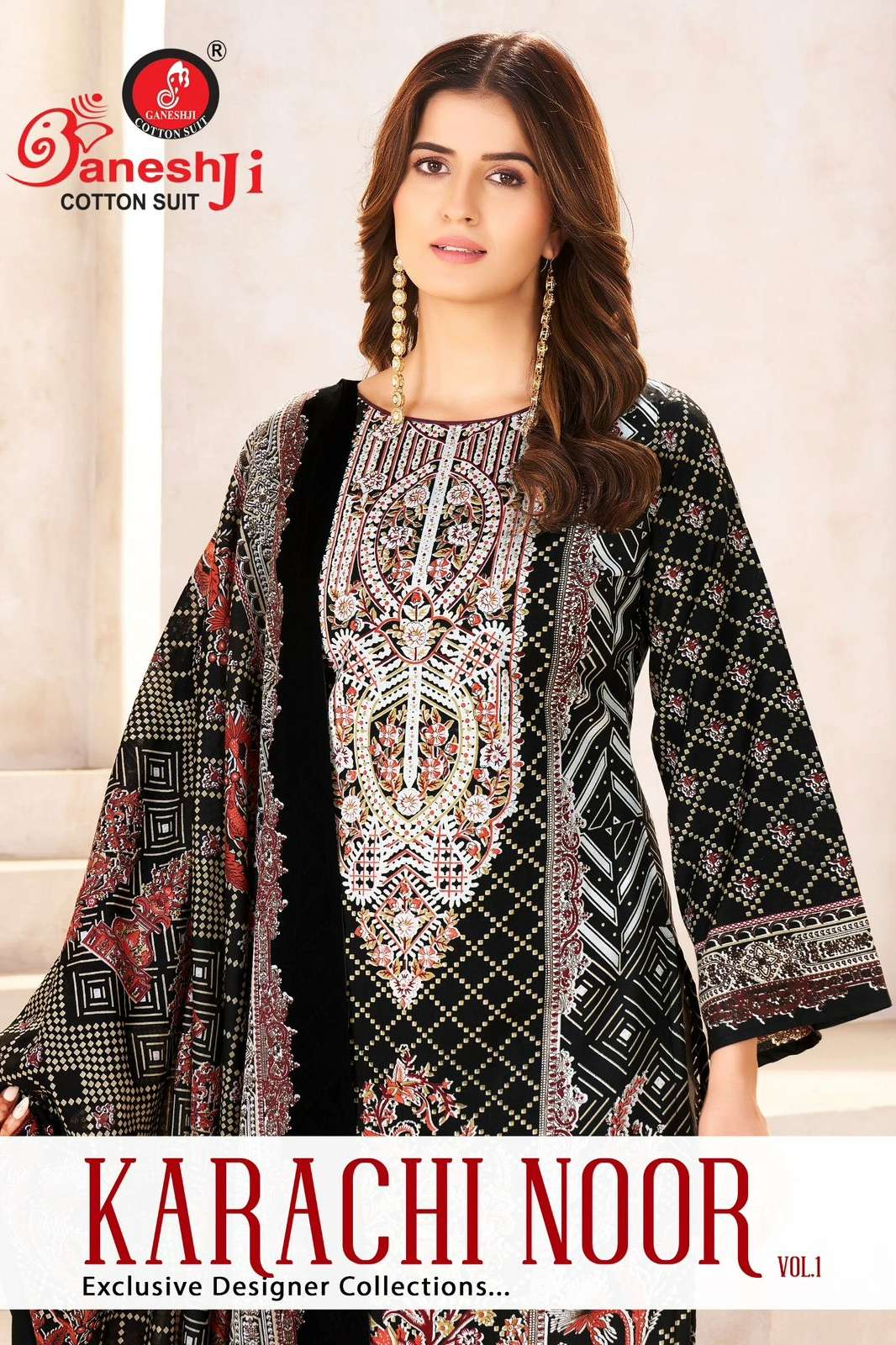 ganeshji KARACHI NOOR VOL 01 100% Pure Cotton Printed Pakistani Suit 