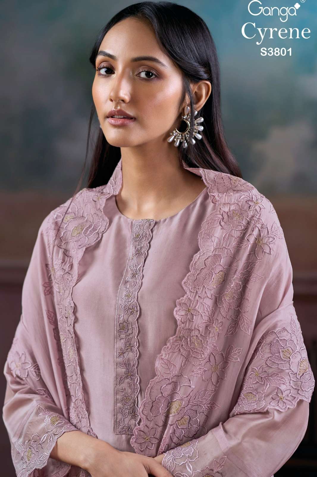 GANGA CYRENE S3801 PURE BEMBERG HO SILK SUIT WITH EMBROIDERY WORK