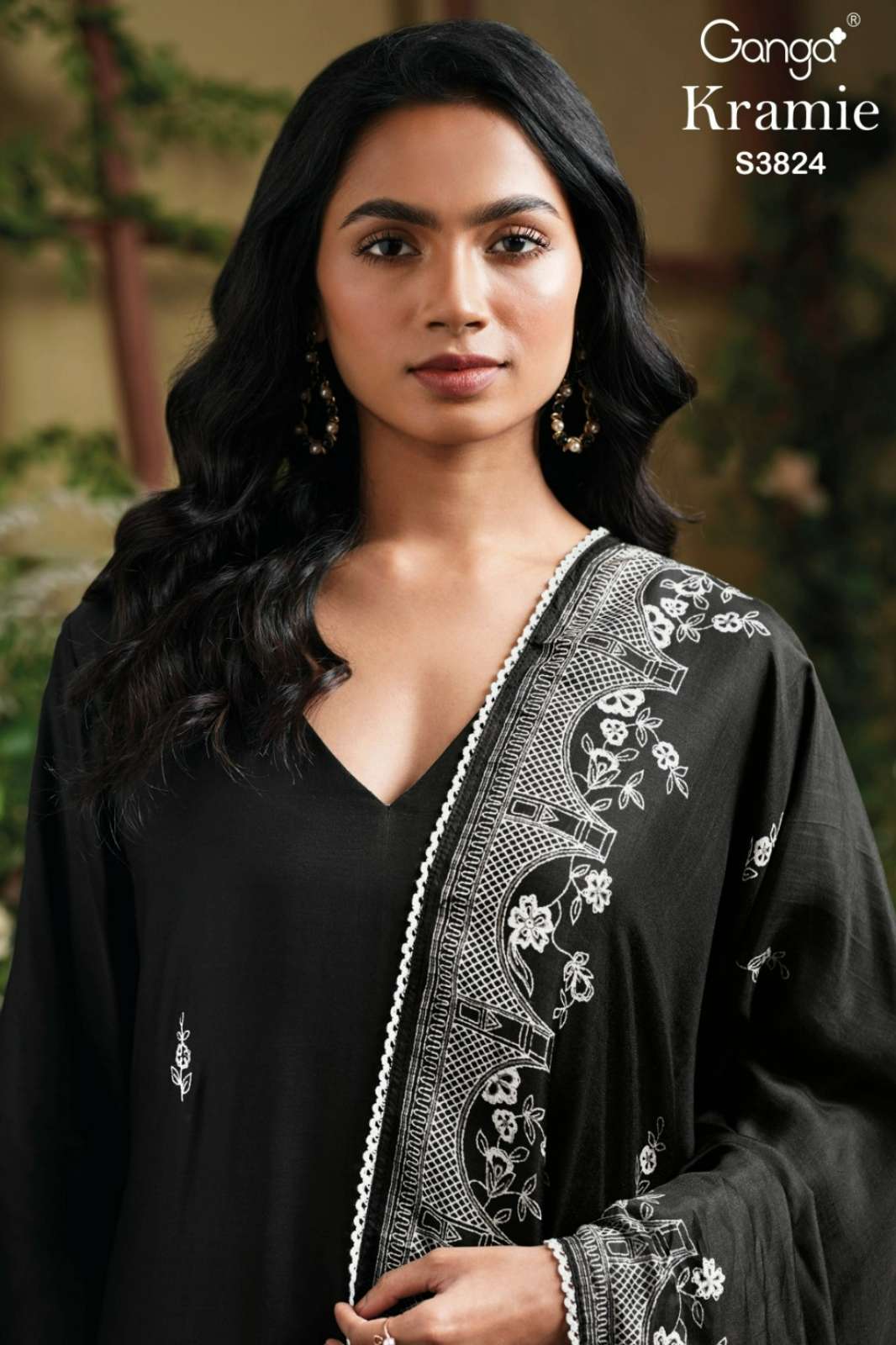 GANGA KRAMIE S3824 PREMIUM PURE BEMBERG SILK SUIT WITH EMBROIDERY