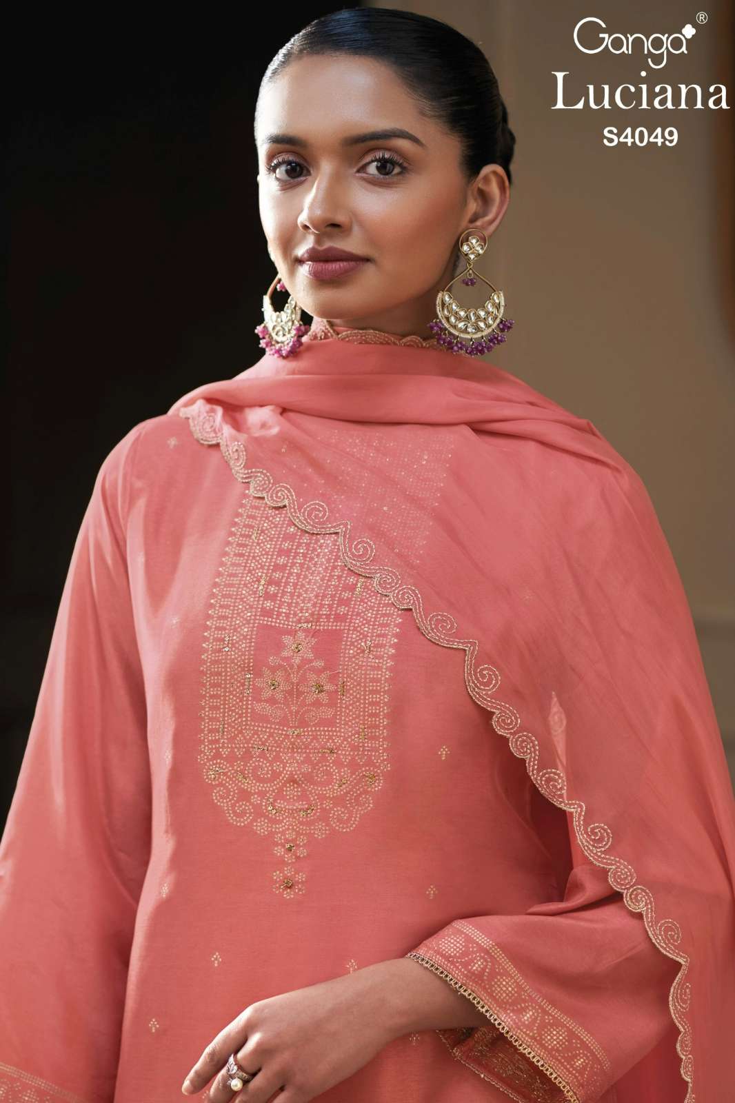 GANGA LUCIANA S4049 PREMIUM PURE RUSSIAN SILK JACQUARD HANDWORK SUIT