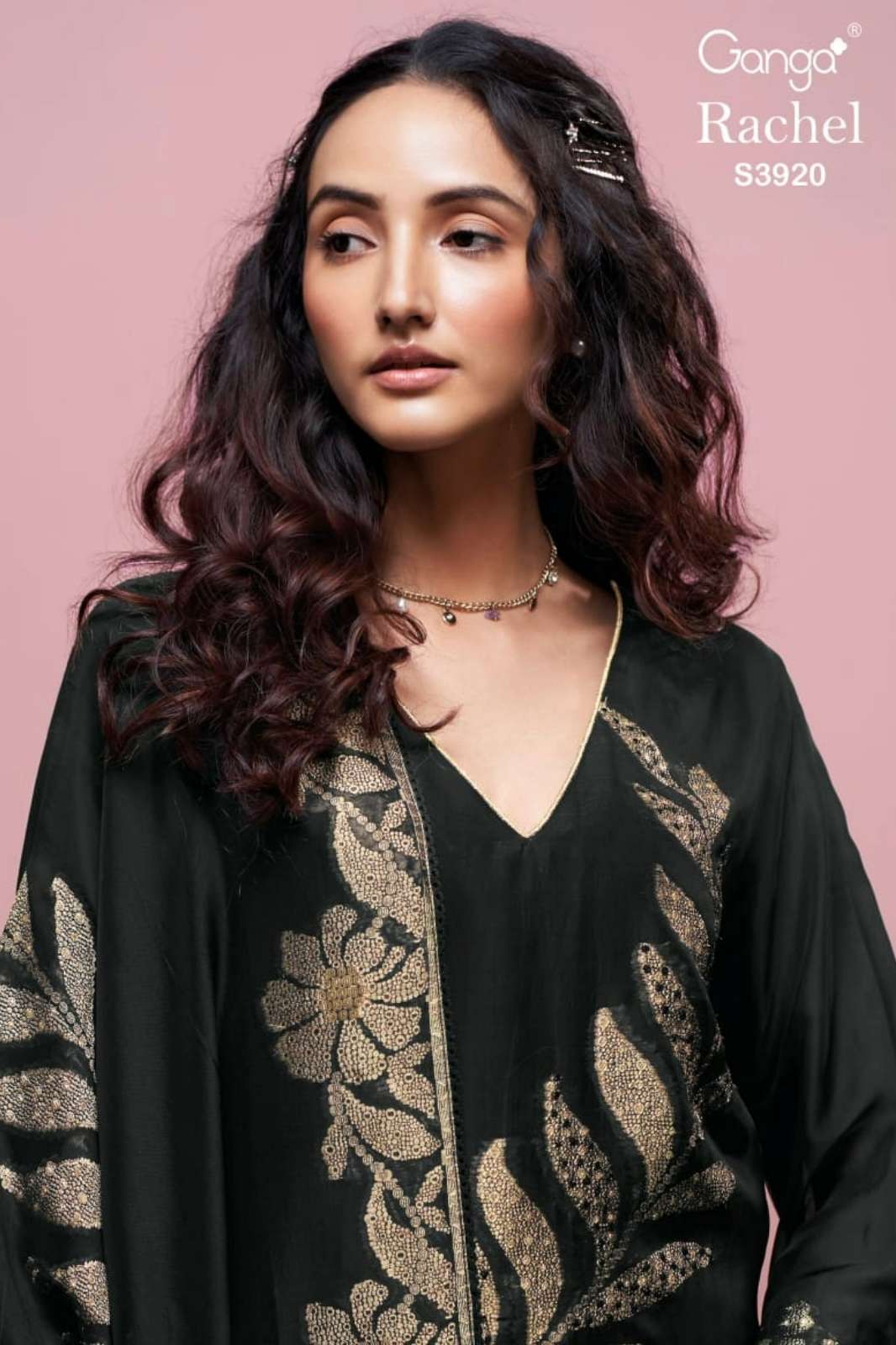 GANGA RACHEL S3920 PREMIUM PURE BEMBERG SILK SUIT WITH HAND EMBROIDERY