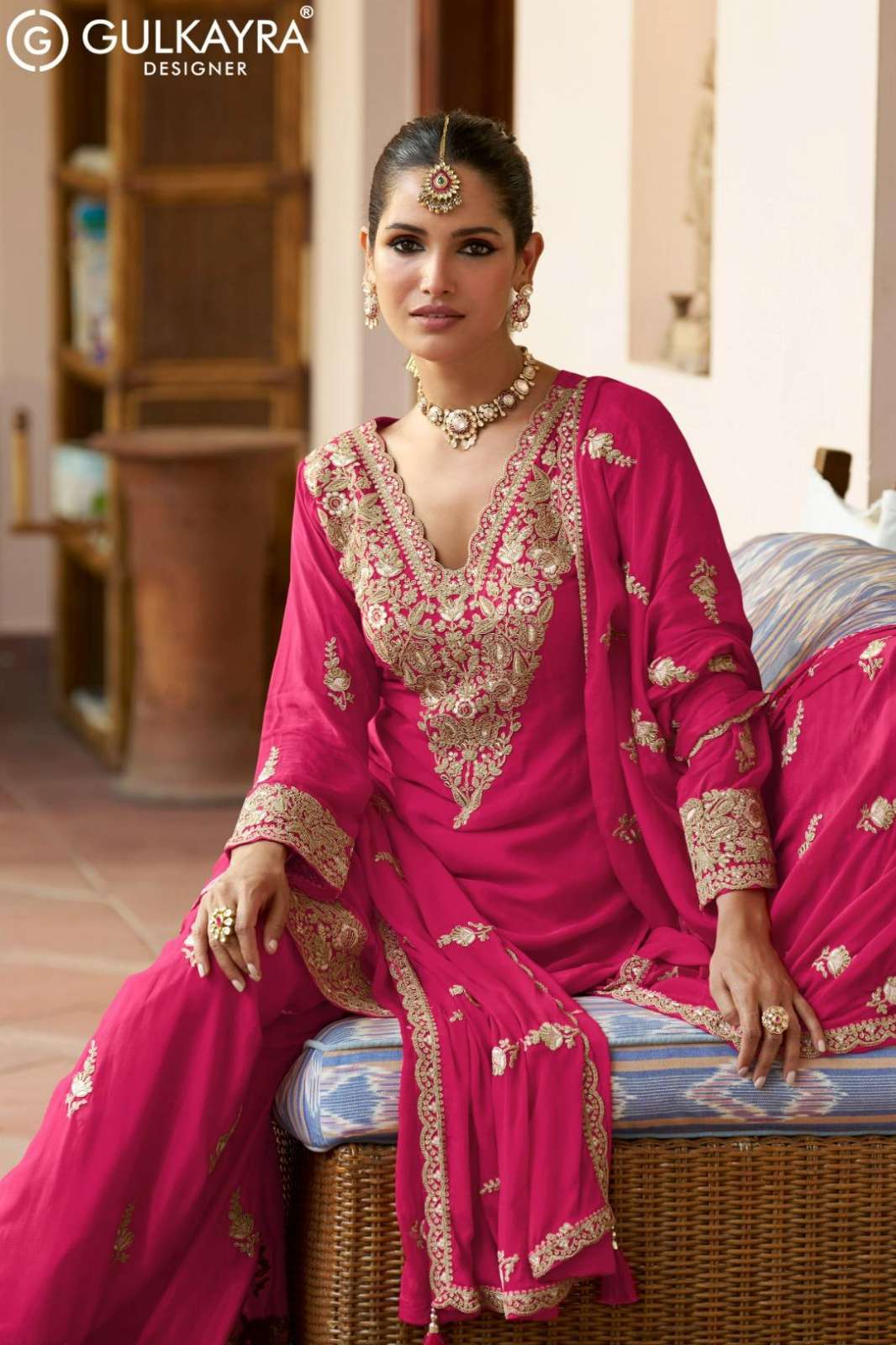 Gulkayra VARNIKA Ready to wear Premium Embroidered Real Chinon Suit