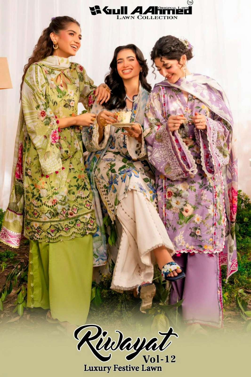 GULL AAHMED RIWAYAT VOL 12 Pure Cambrige Printed Pakistani Suit 