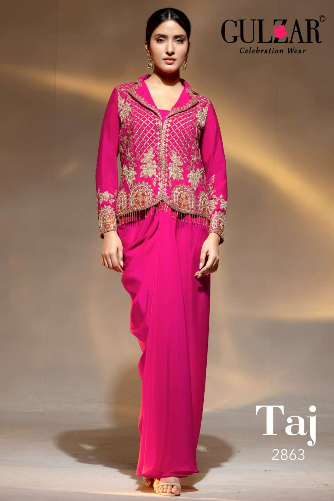 Gulzar Taj Ready to Wear Premium Crape Embroidered Indo Western Dress