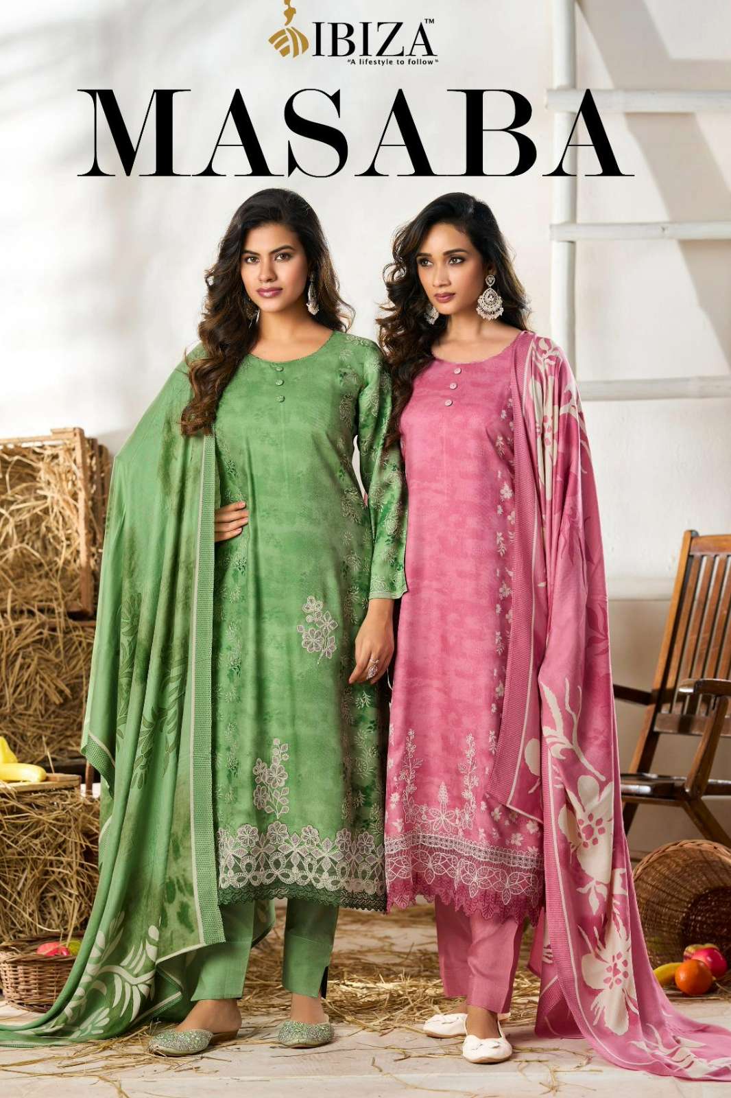 IBIZA MASABA PURE VISCOSE PASHMINA DIGITAL PRINTED EMBROIDERED WORK SUIT