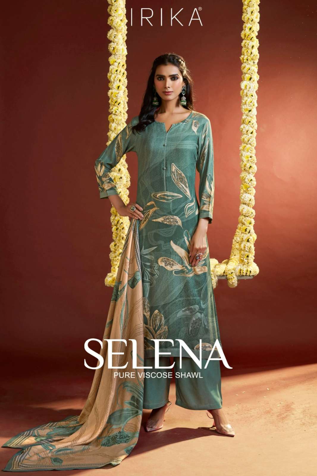 IRIKA SELENA Pure Viscose Pashmina Digital Printed Suit