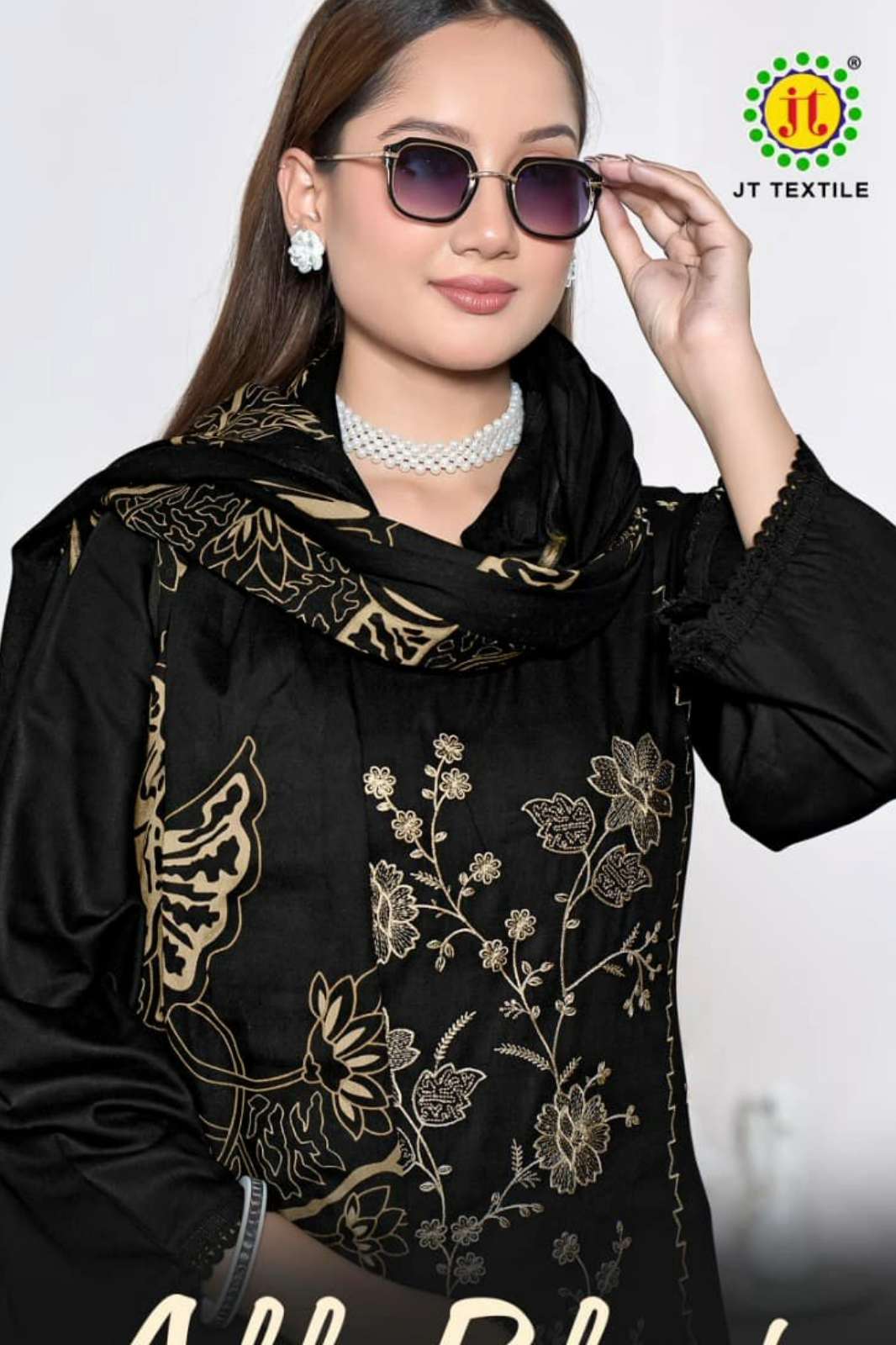 JAMATMAL TILOKCHAND All Black 3️3 Sequence & Embroidered Rayon Pakistani Suit