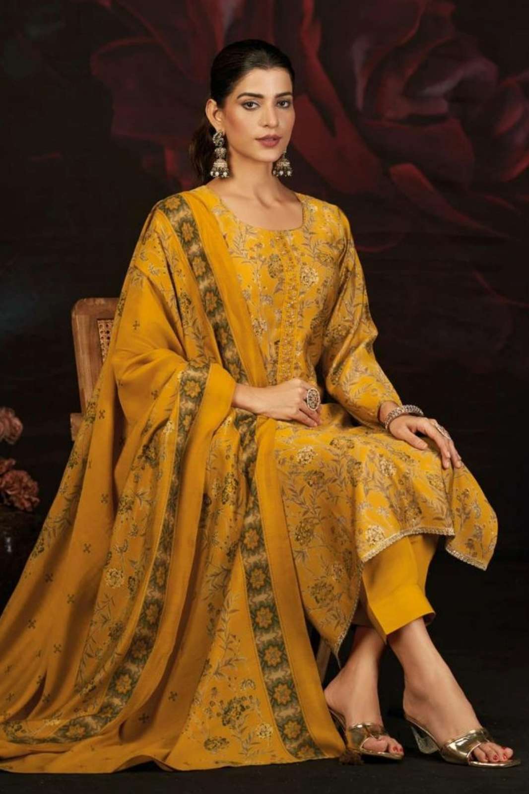 KILORY TRENDS KAVIRA PURE MUSLIN SILK SUIT WITH BEADS EMBROIDERY 