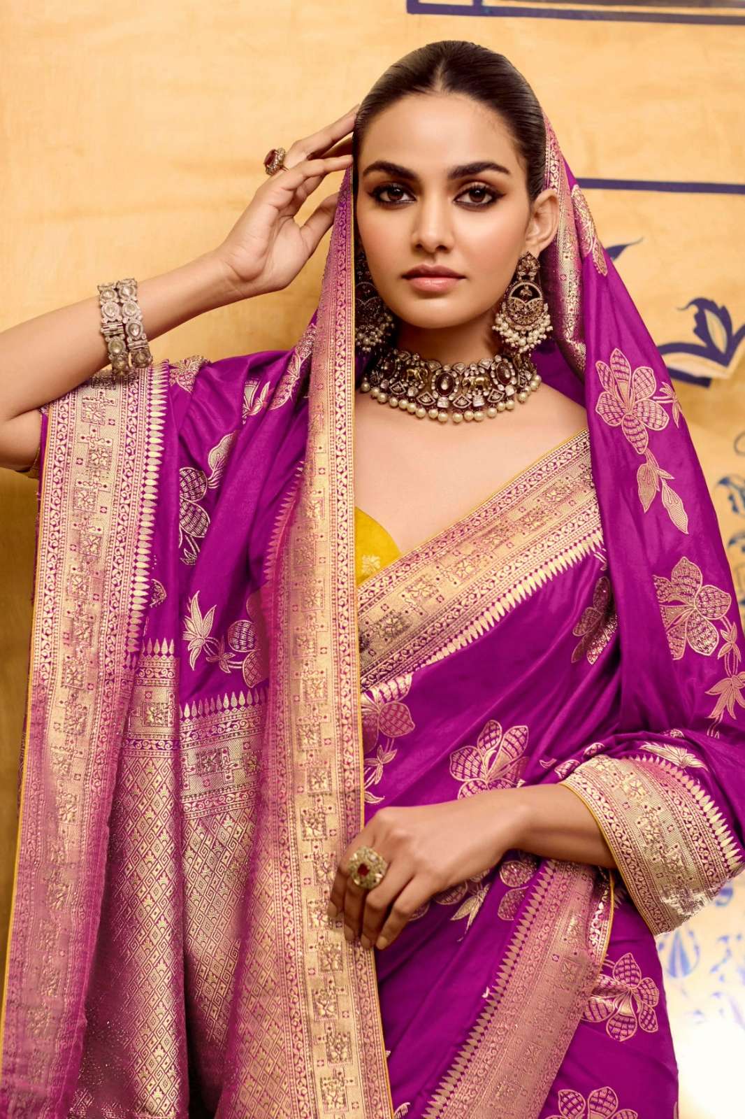 Kimora Raj Mahal Beautiful Wedding Wear Crepe Silk Saree