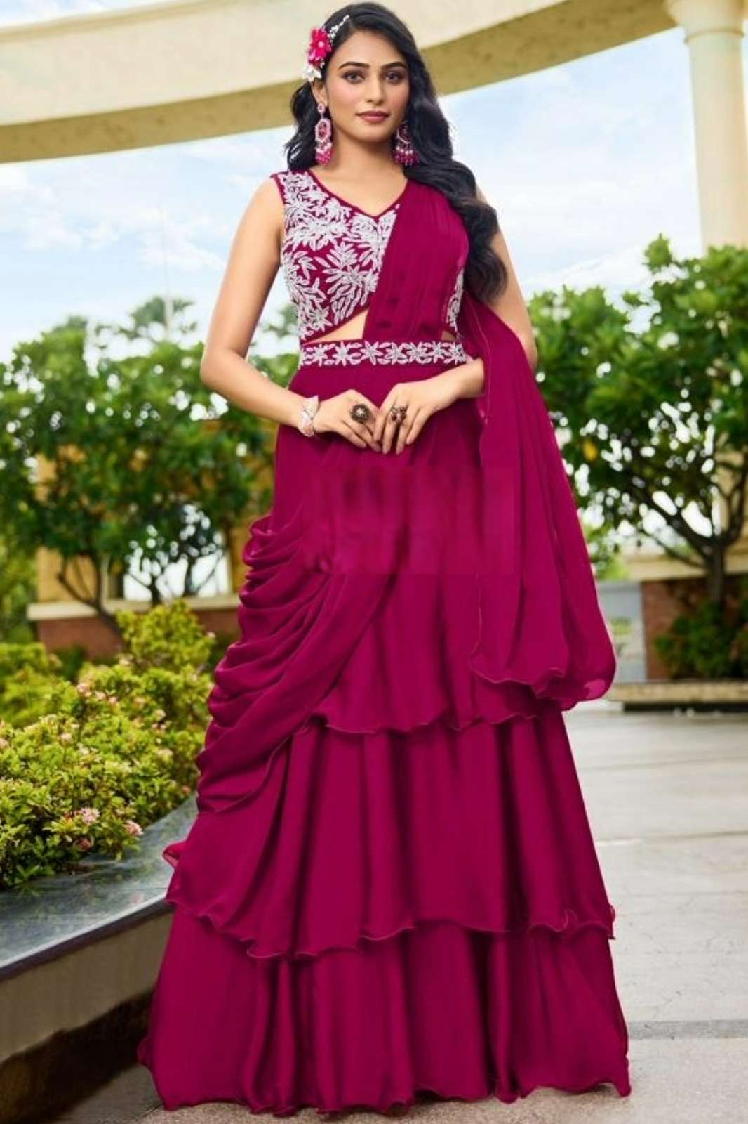 Lapink KRISHA 501 Ready to Wear Premium Crepe Embroidered Gown Saree
