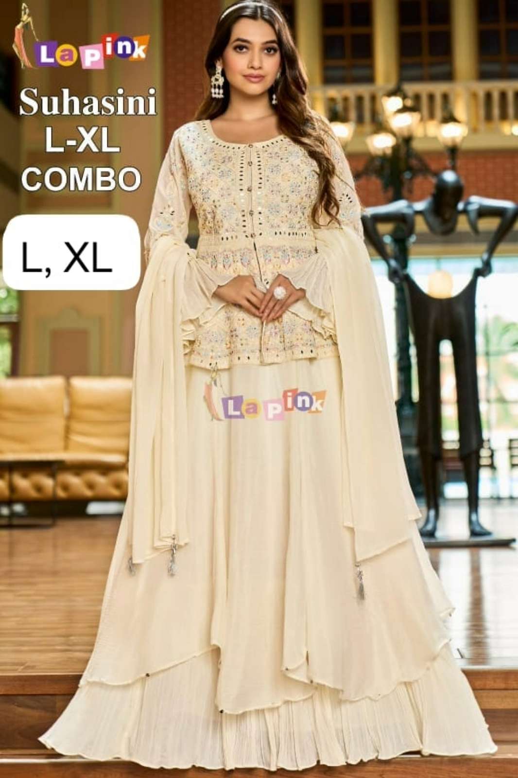 Lapink Suhasini Ready to Wear Premium Silk Embroidered Indo Western Dress