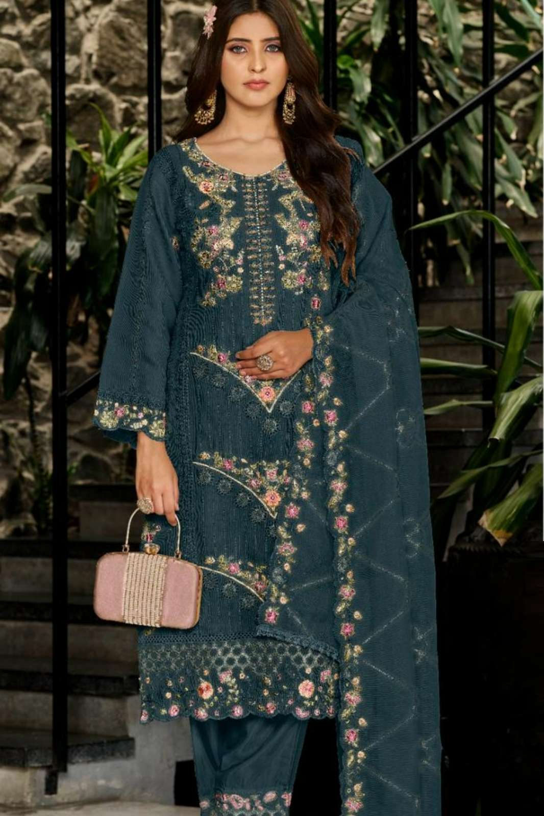 Motifz 5013 Kota Cheks Pakistani Suit with Embroidery & Khatli Work