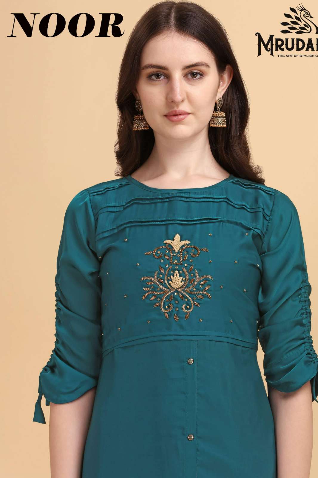MRUDANGI NOOR HANDWORK KURTI COLLECTION 36 TO 43 DOLA SILK KURTI