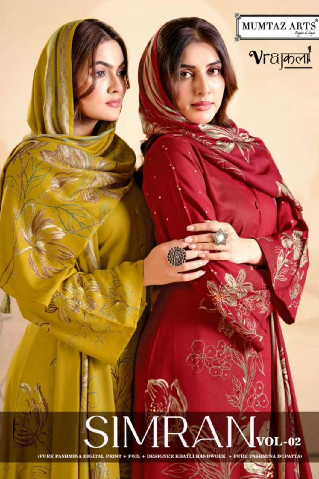 MUMTAZ ARTS SIMRAN V 2 PURE VISCOSE PASHMINA SUIT WITH EMBROIDERY 