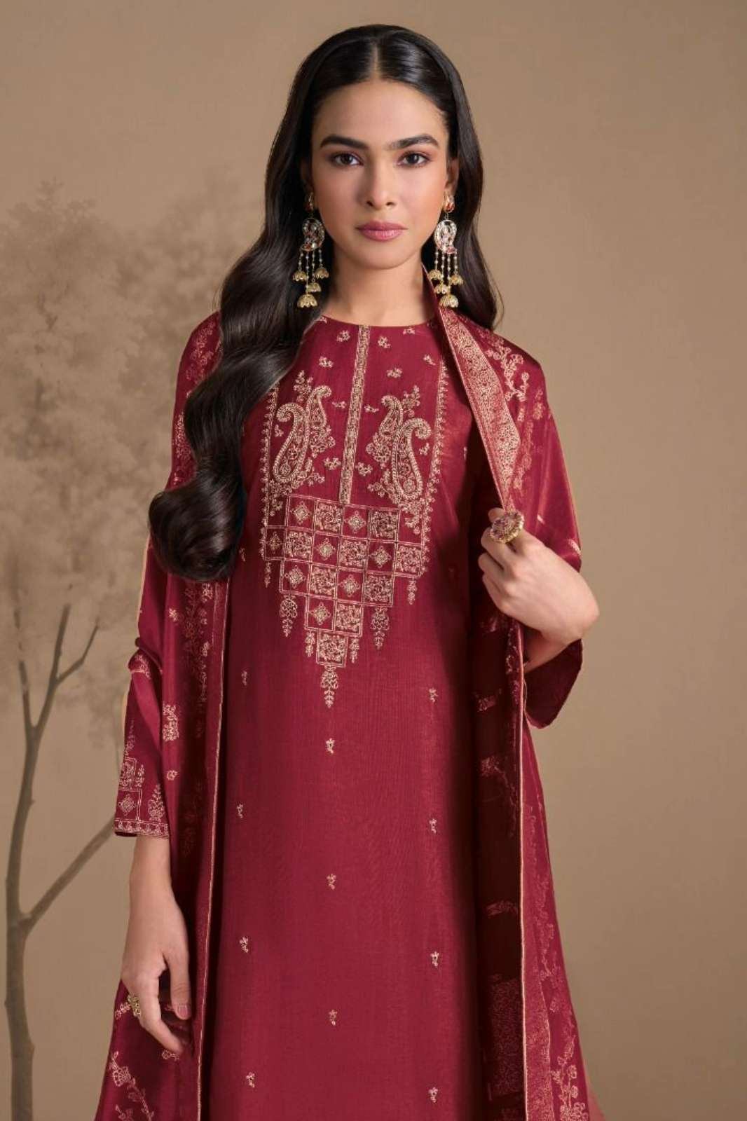 OMTEX AMIRA RUBINA SILK SUIT WITH EMBROIDERY WORK