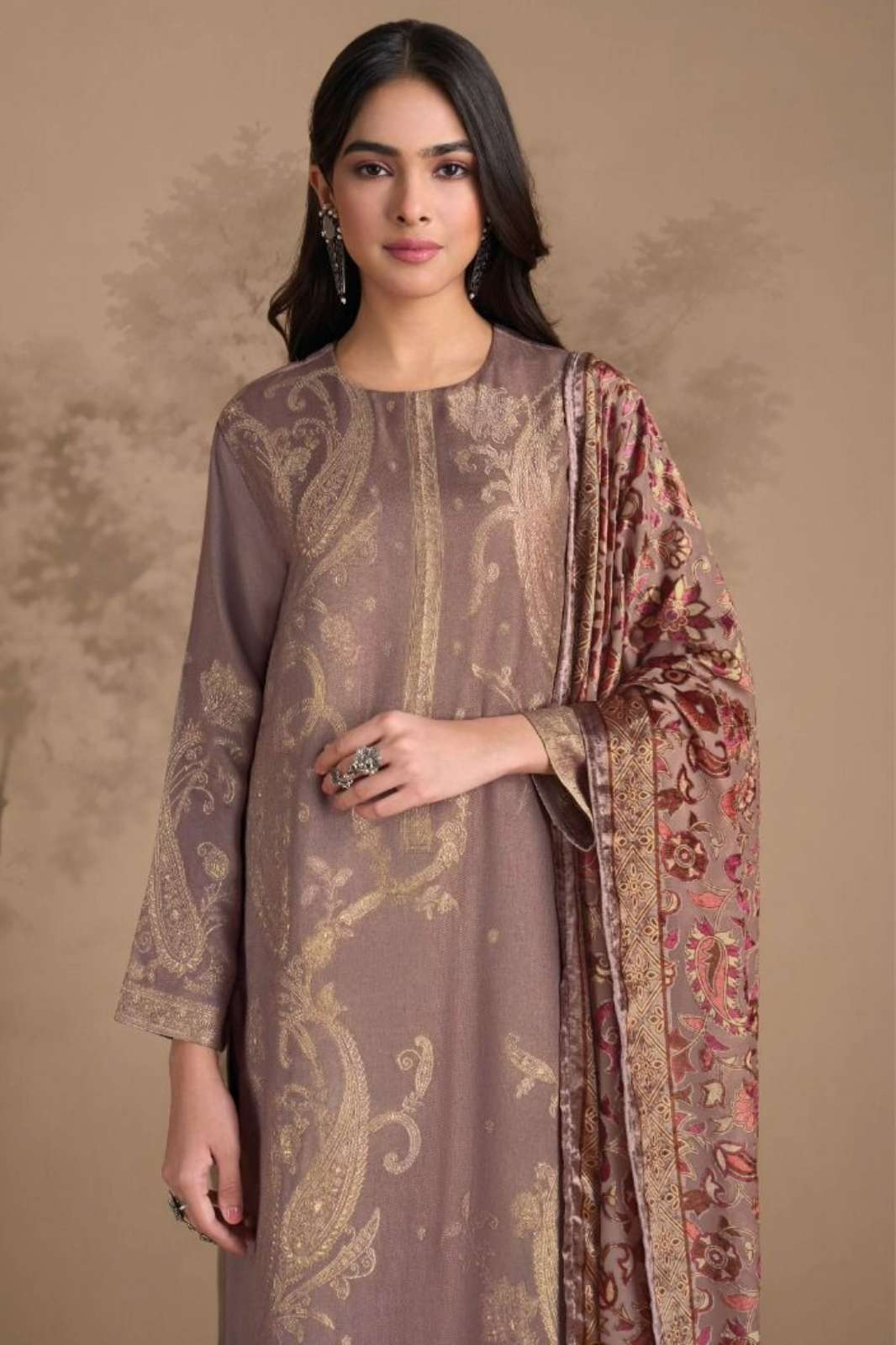 OMTEX SUMAQ PURE PASHMINA JACQAURD WEAVING WORK SUIT