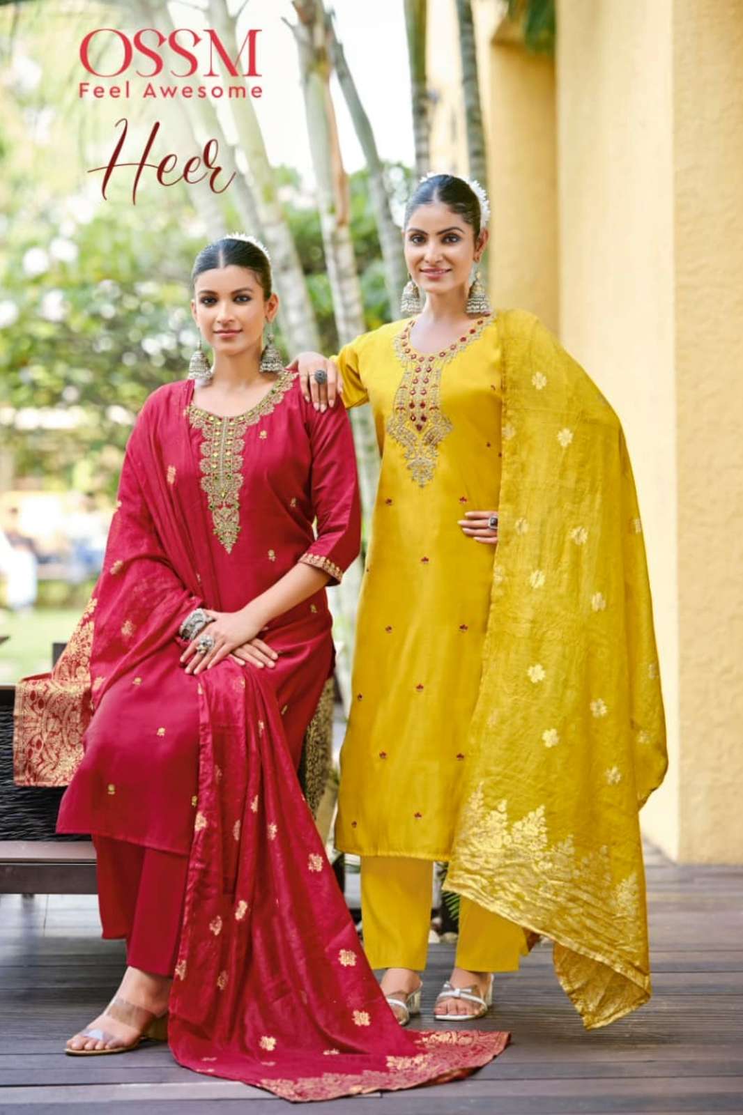 OSSM HEER Ready to Wear Premium Roman Silk Embroidered Suit