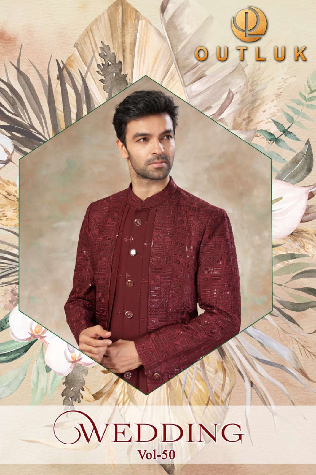 Outluk Outluk Wedding Collection 50 Indo Western Pure Viscose Kurta Pajama with Jacket