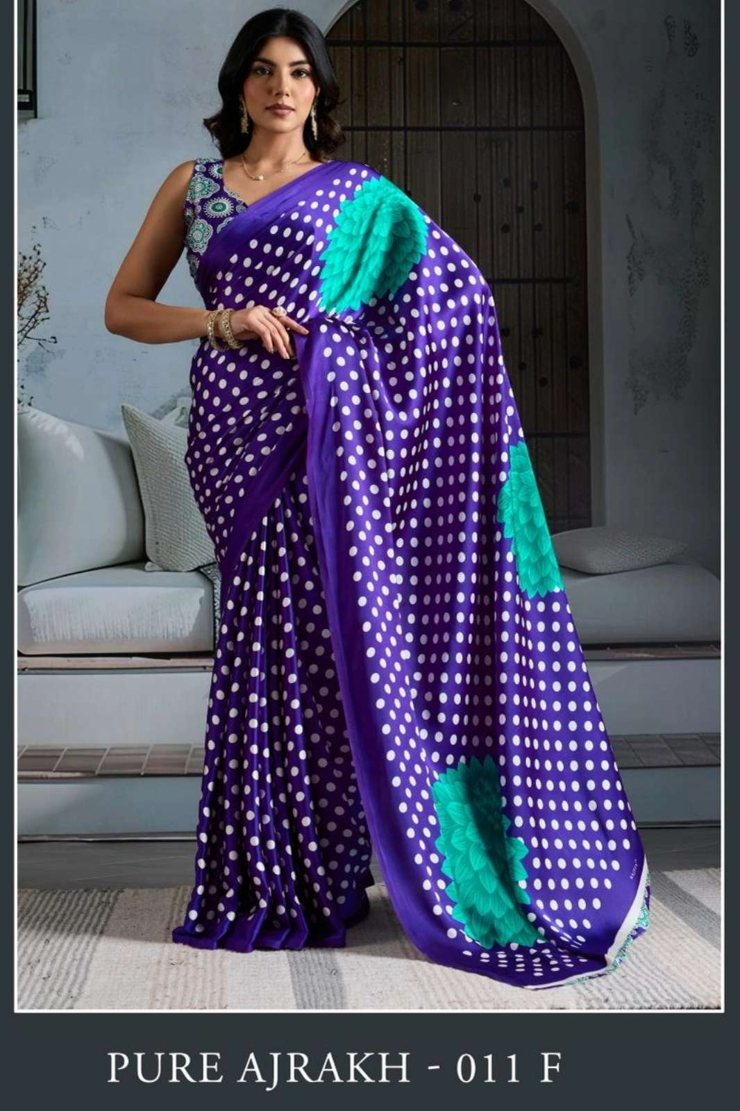 Rajtex Pure Ajrakh 011 011 A TO 011 F Modal Satin Ajrakh Printed Saree