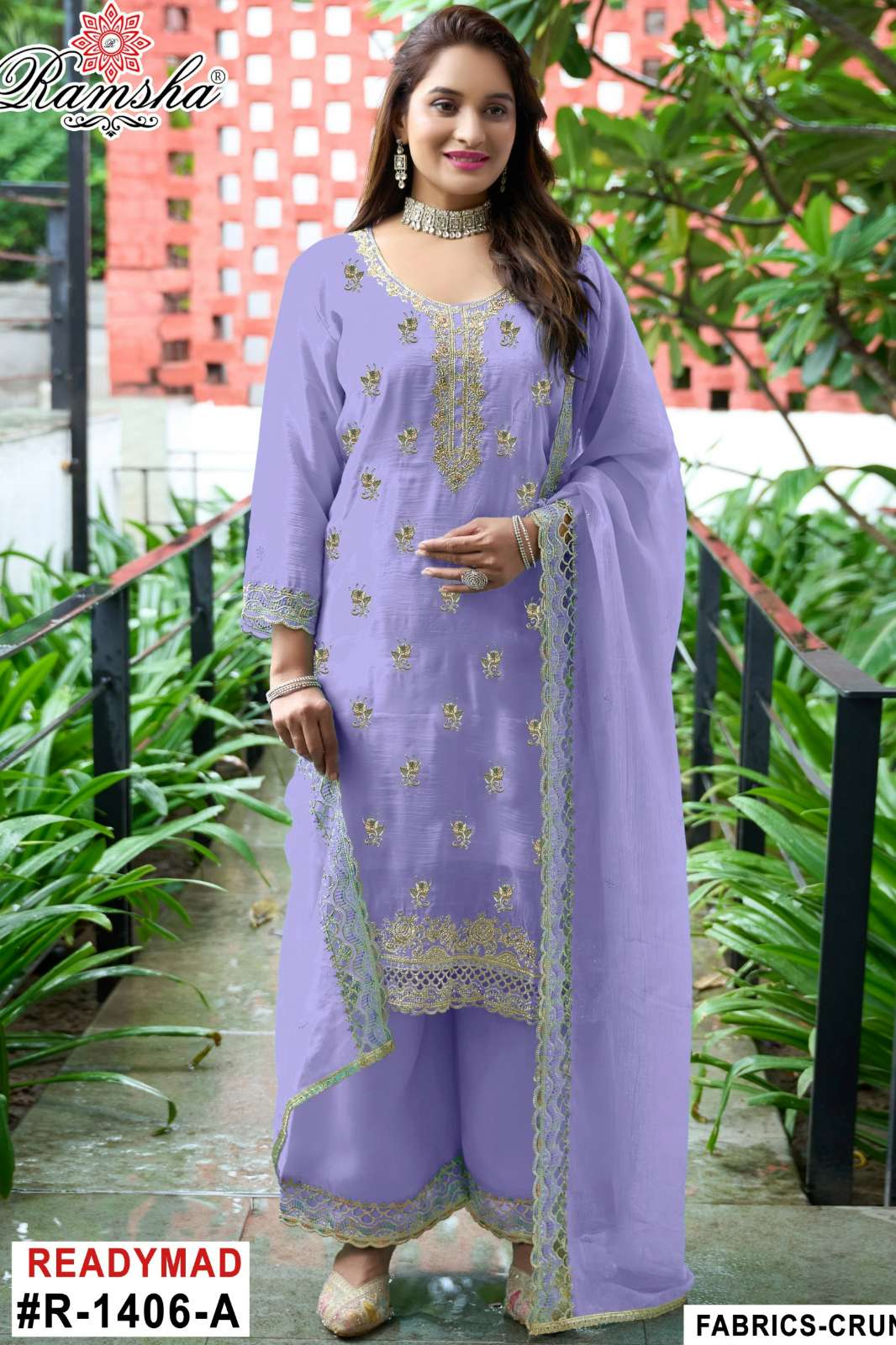 RAMSHA R 1406 Ready to Wear Embroidery Crunchy Pakistani Suit