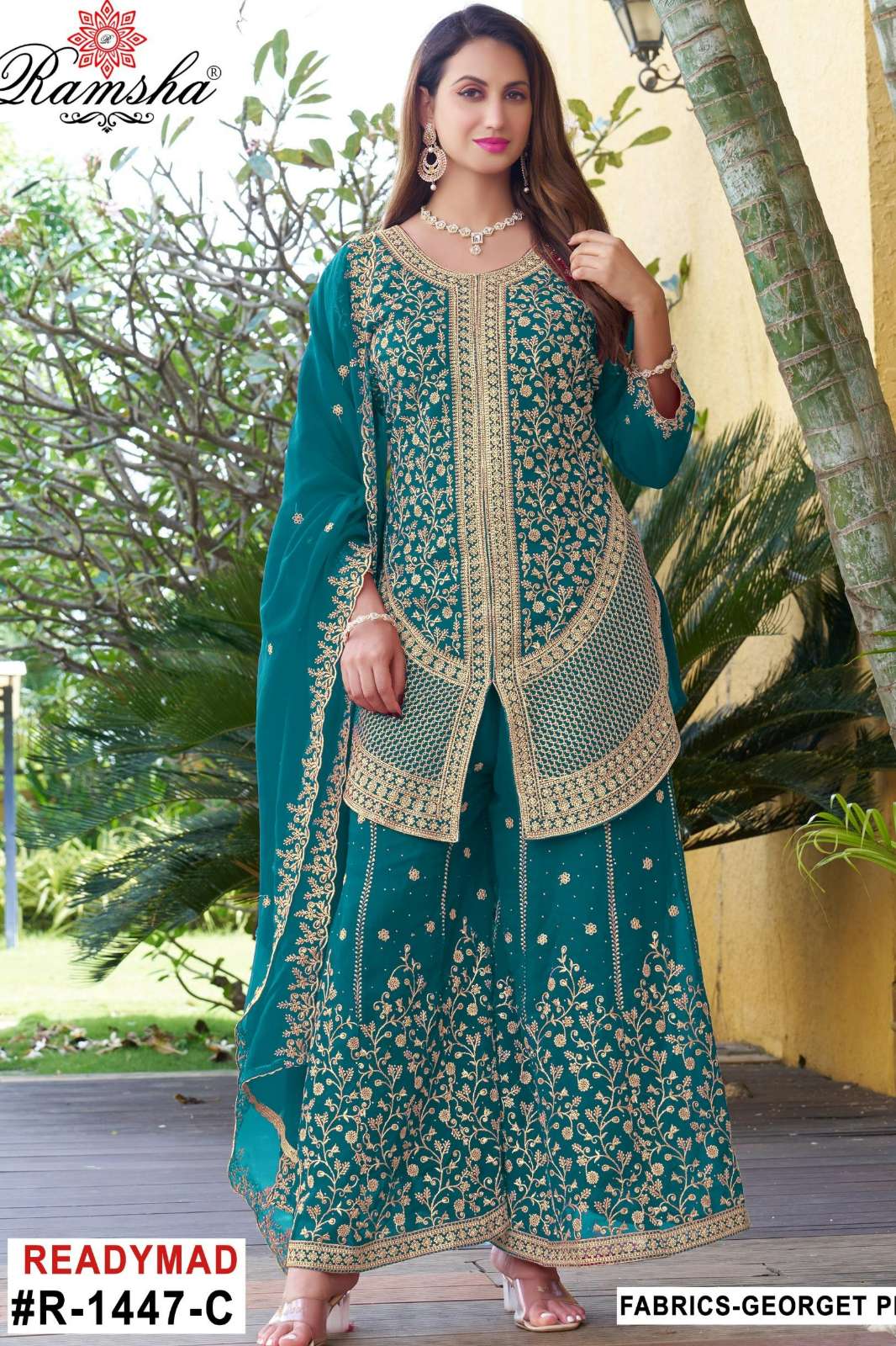 RAMSHA R 1447 Ready To Wear Embroidery Pakistani Georgette Suit