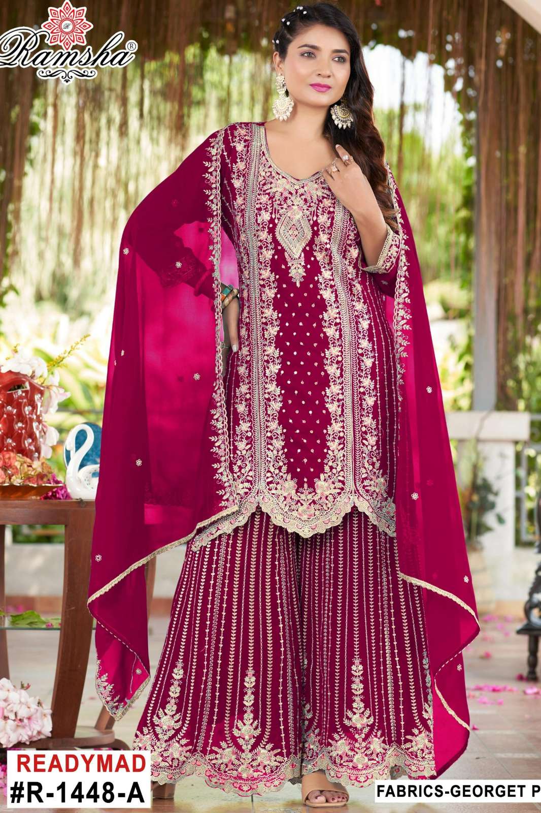 RAMSHA R 1448 Ready To Wear Embroidery Pakistani Georgette Suit