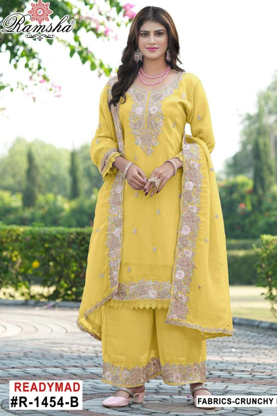 RAMSHA R 1454 Ready to Wear Embroidery Crunchy Pakistani Suit