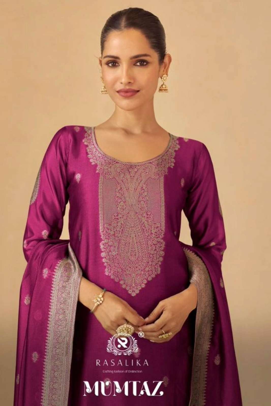 RASALIKA MUMTAZ PREMIUM VISCOSE SILK JACQUARD WORK SUIT 