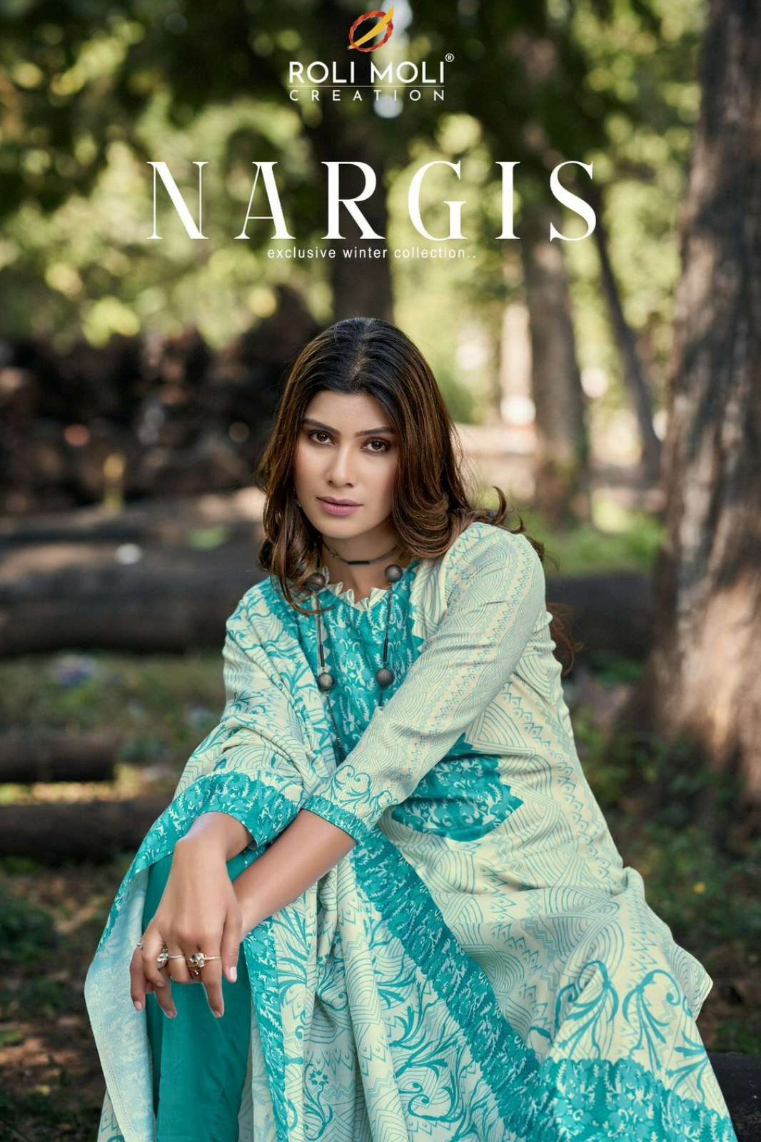Roli Moli NARGIS Pure Pashmina Beautiful Digital Print & Siroski Pakistani Suit