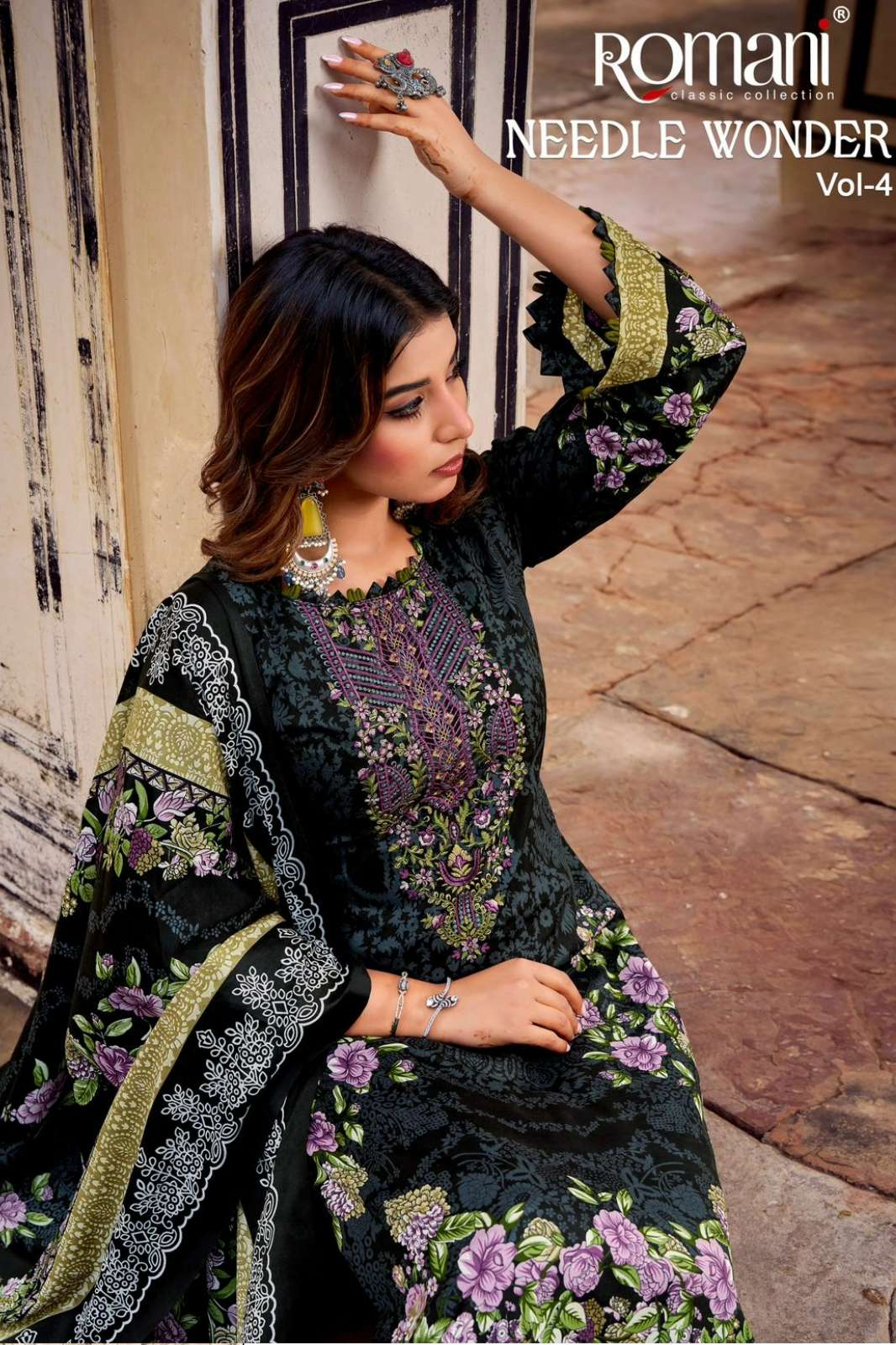 ROMANI NEEDLE WONDER VOL 4 Premium Soft Cotton Pakistani Suit with Embroidery 