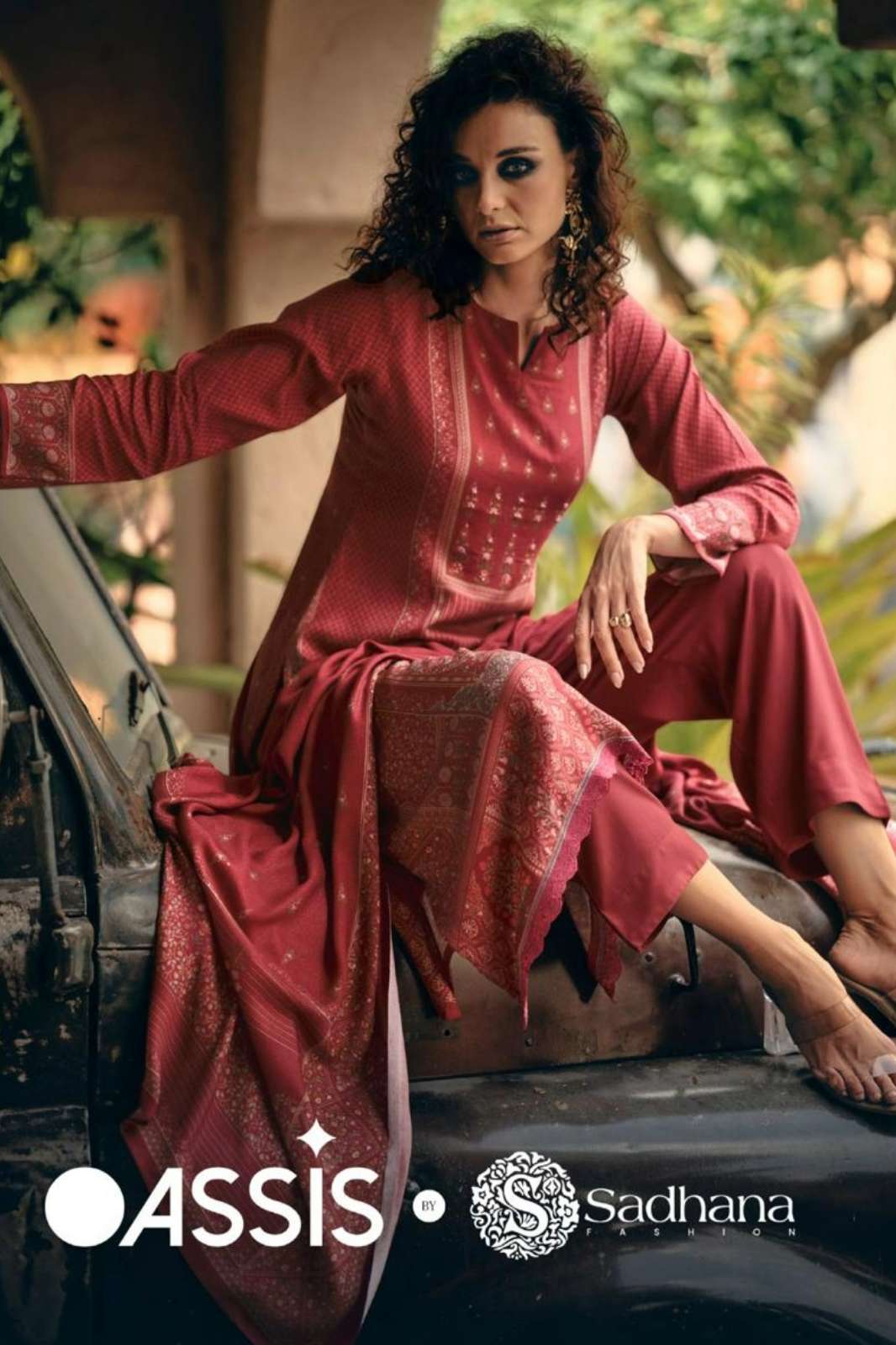 Sadhana Fashion Assis Pure Viscos Pashmina Digital Print & Khatli Work Suit