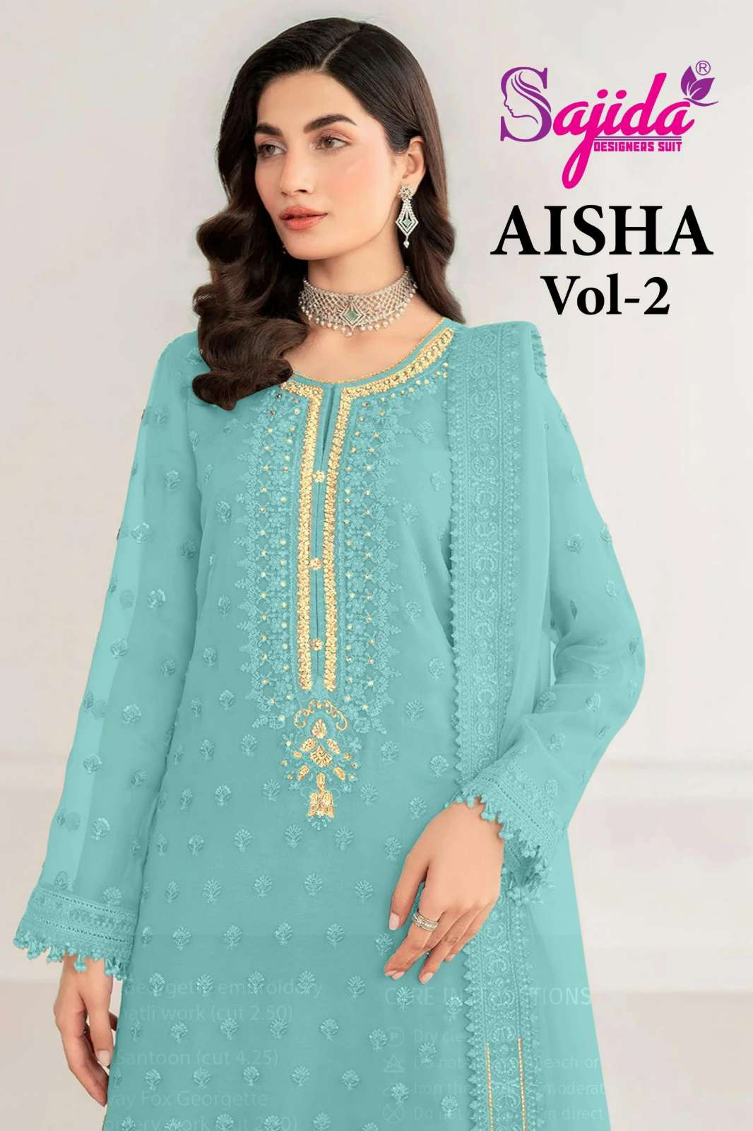 SAJIDA AISHA VOL 2 ORANGZA KHATLI & EMBROIDERY WORK PAKISTANI SUIT
