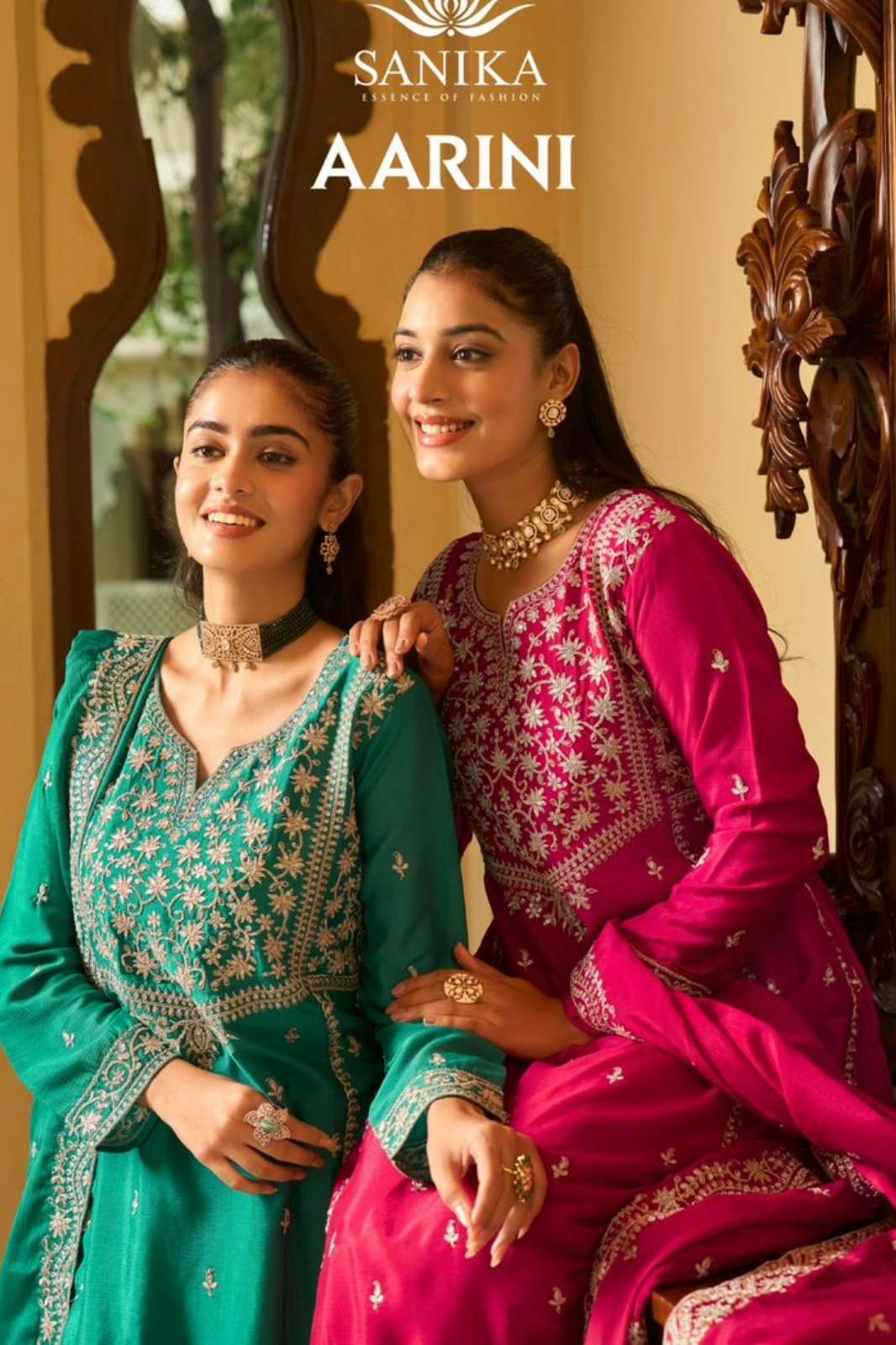 Sanika Fashion AARINI Ready to Wear Premium Chinon Silk Embroidered Party Wear Suit 