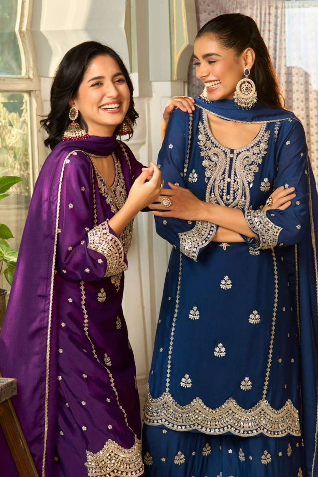 Sanika Fashion MONICA Ready to Wear Premium Chinon Silk Embroidered Party Wear Suit