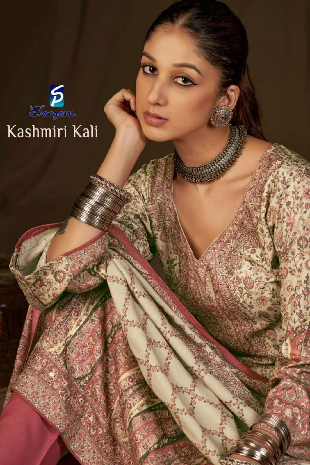 Sargam KASHMIRI KALI Pure Viscose Pasmina Suit With HandWork