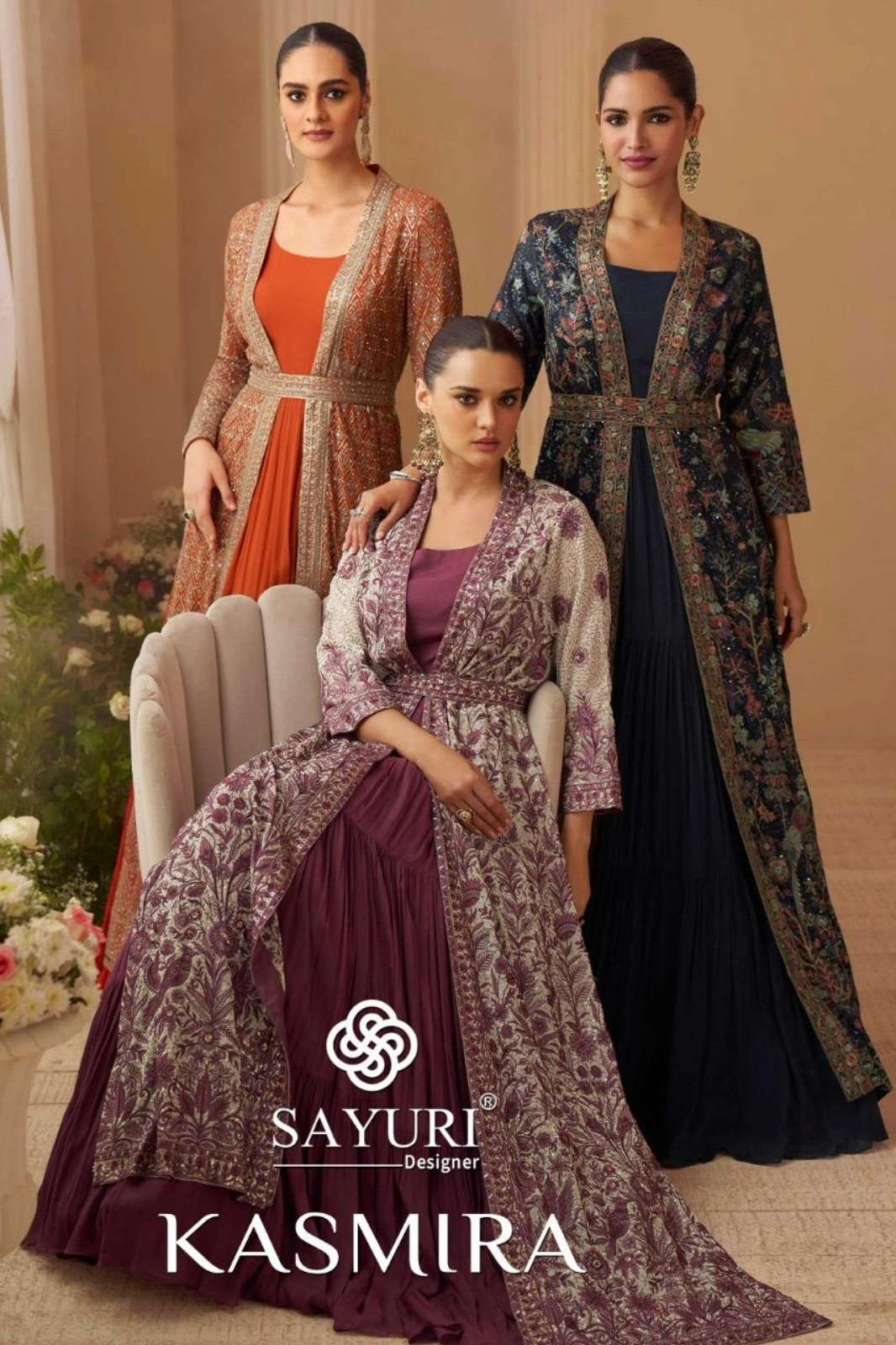 SAYURI KASMIRA READY TO WEAR PREMIUM CHİNON SILK EMBROIDERED WEDDING LOOK GOWN