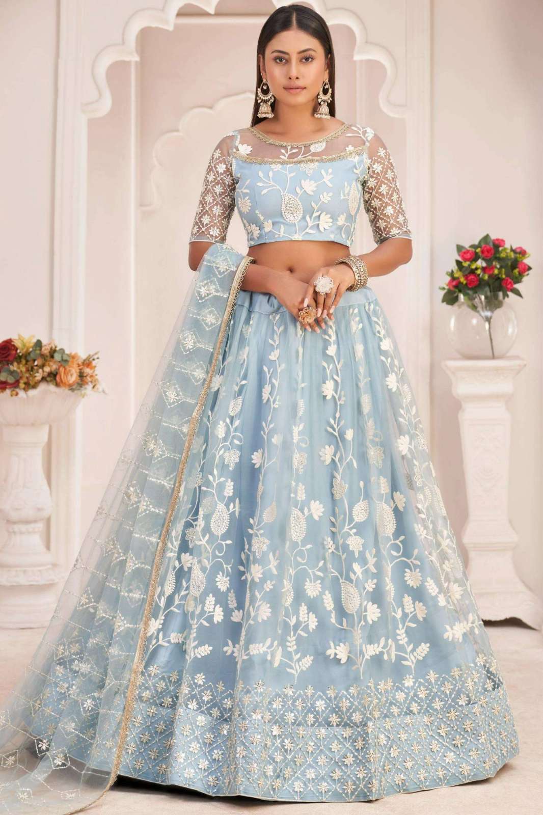 SHRE BALAJI EMPORIUM 2112 COLORS BUTTERFLY NET EMBROIDERED LEHENGAS