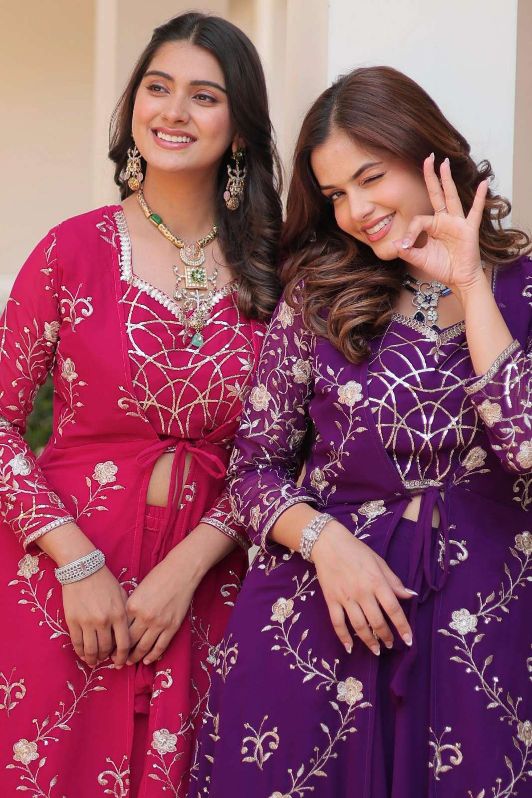 Shri Balaji Emporium 073 Fox Georgette Shrug & Plazza With choli