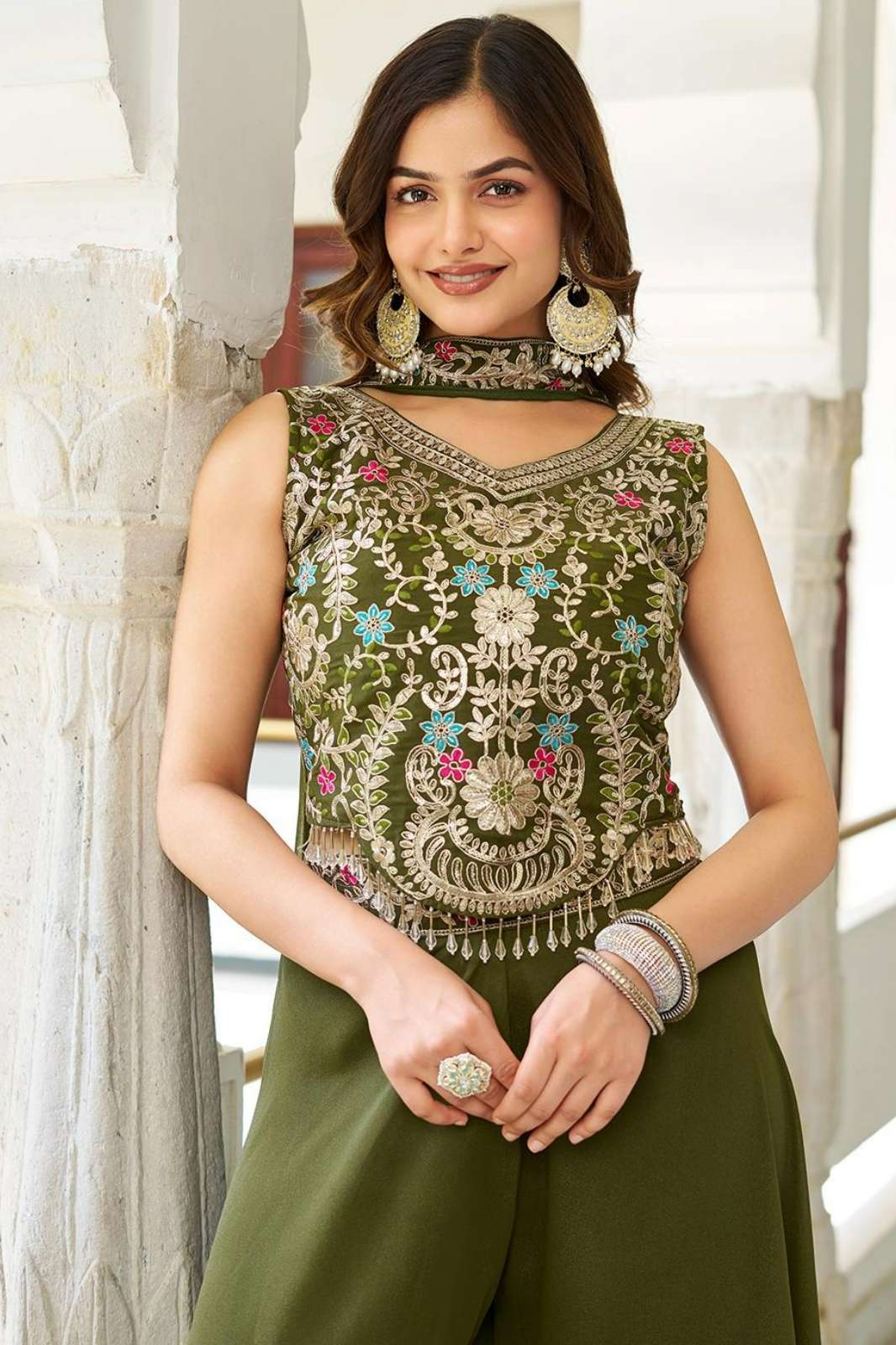 Shri Balaji Emporium 107 Star Georgette Designer Blouse Palazzo & Dupatta pair