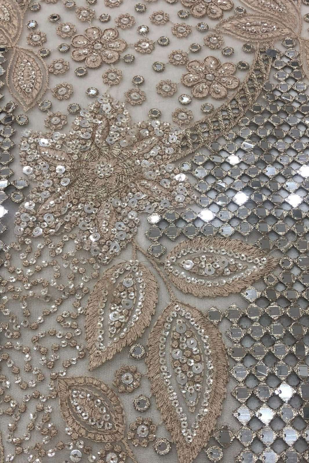 Shri Balaji Emporium 1111 Net Mirror Cutwork & Embroidery Work Designer Fabric