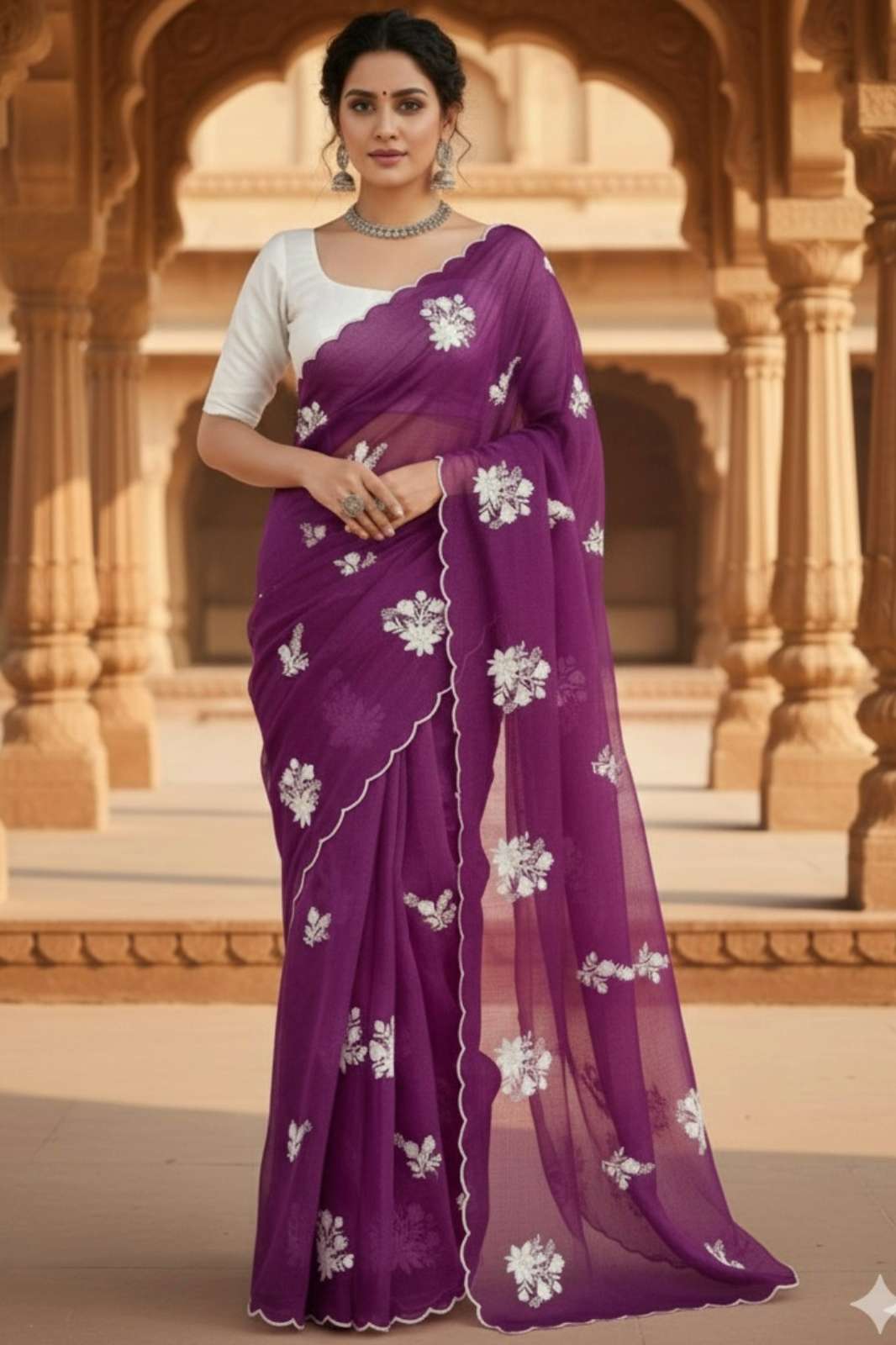 SHRI BALAJI EMPORIUM DESIGNER EMBROIDERY FANCY NET SAREE