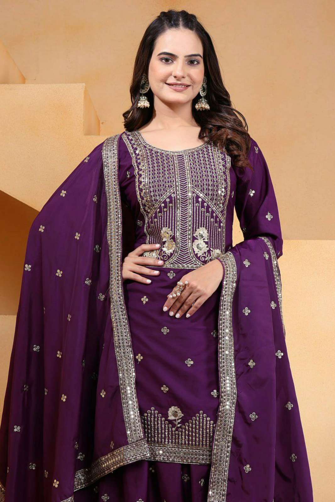 Shri Balaji Emporium DV 25123 Natural Crepe Sharara Suit